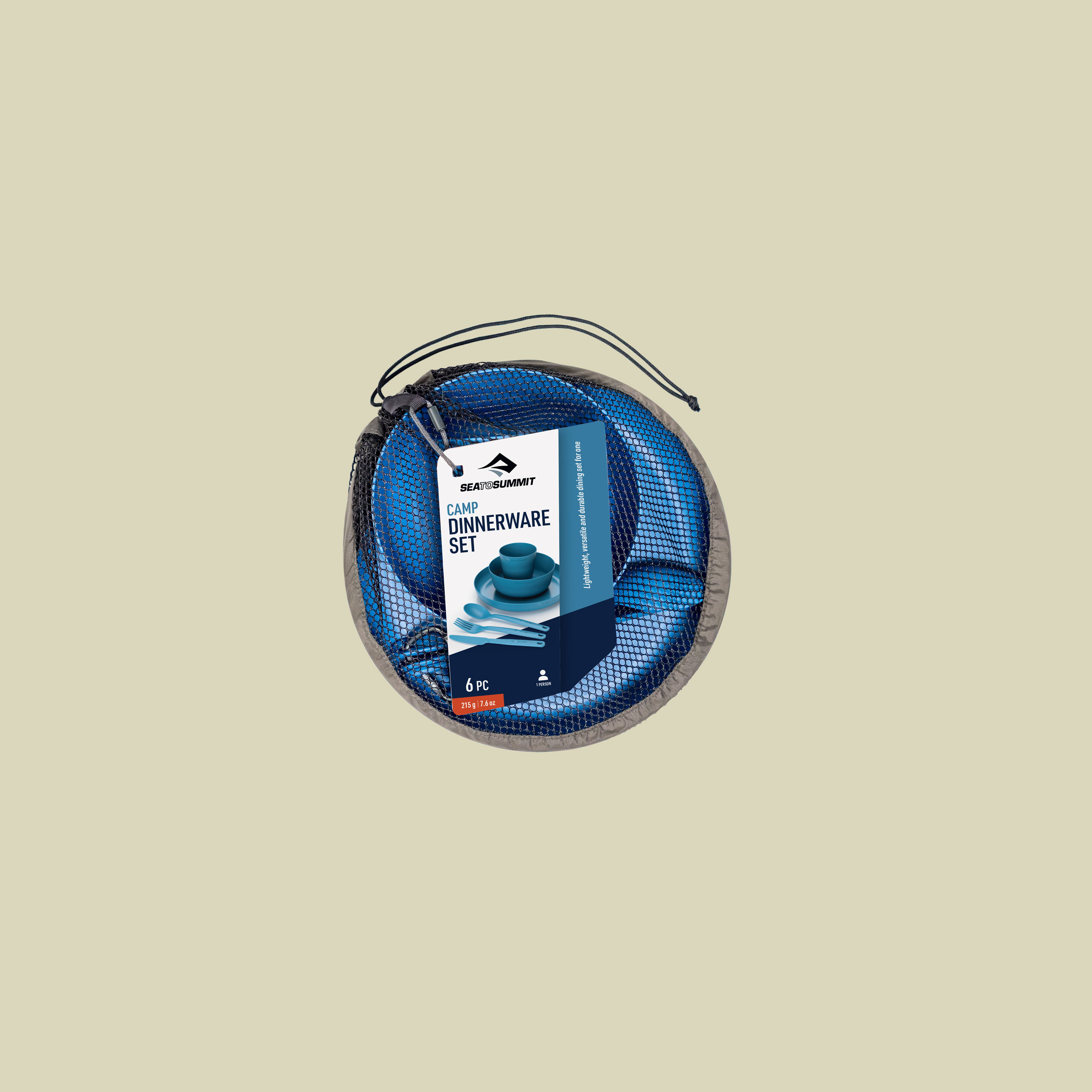 Camp Dinnerware Set w/Mesh Sack (6-teilig) blau