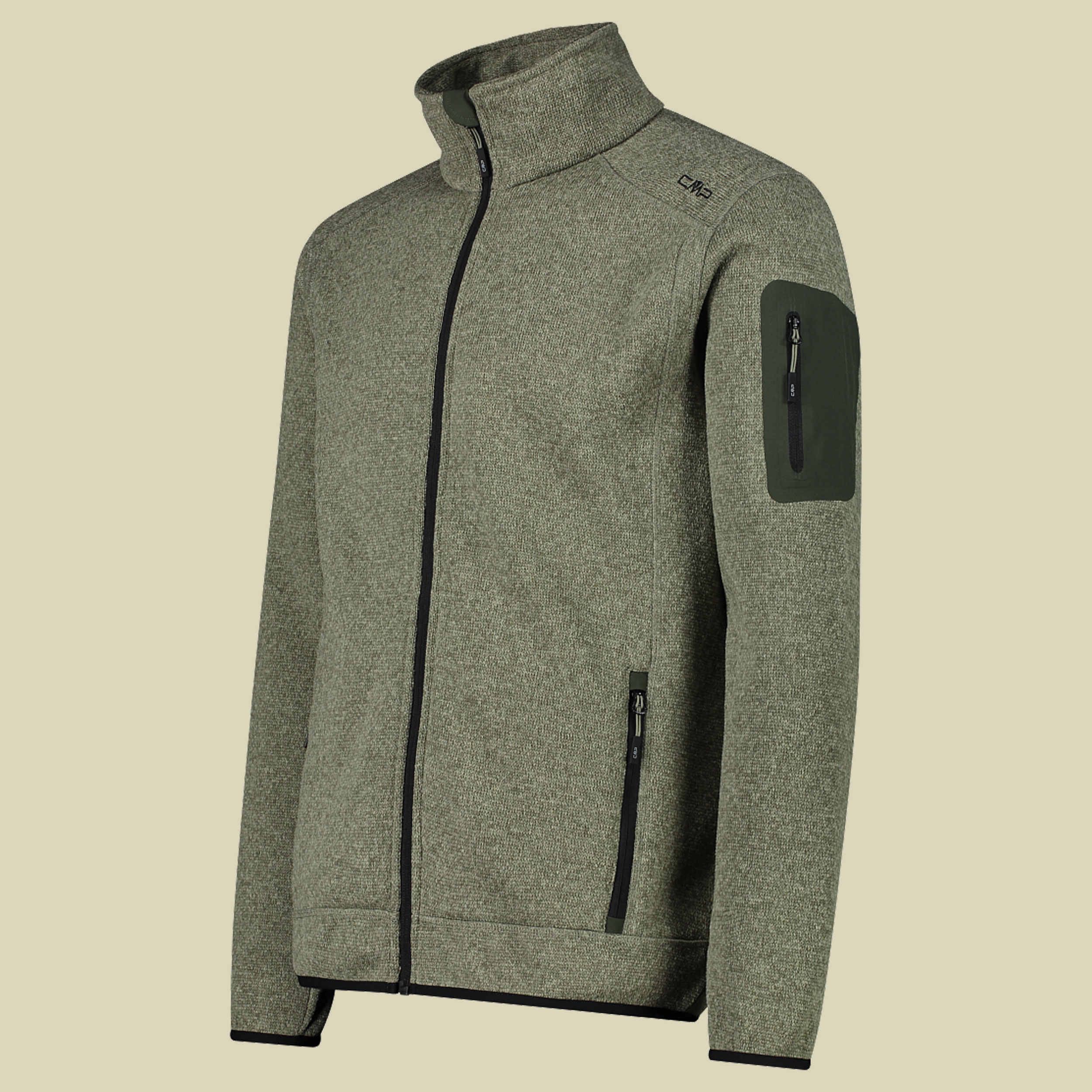 Man Knitted Fleece Jacket CMP 3H60747N Größe 50 Farbe 01FP kaki-oil green