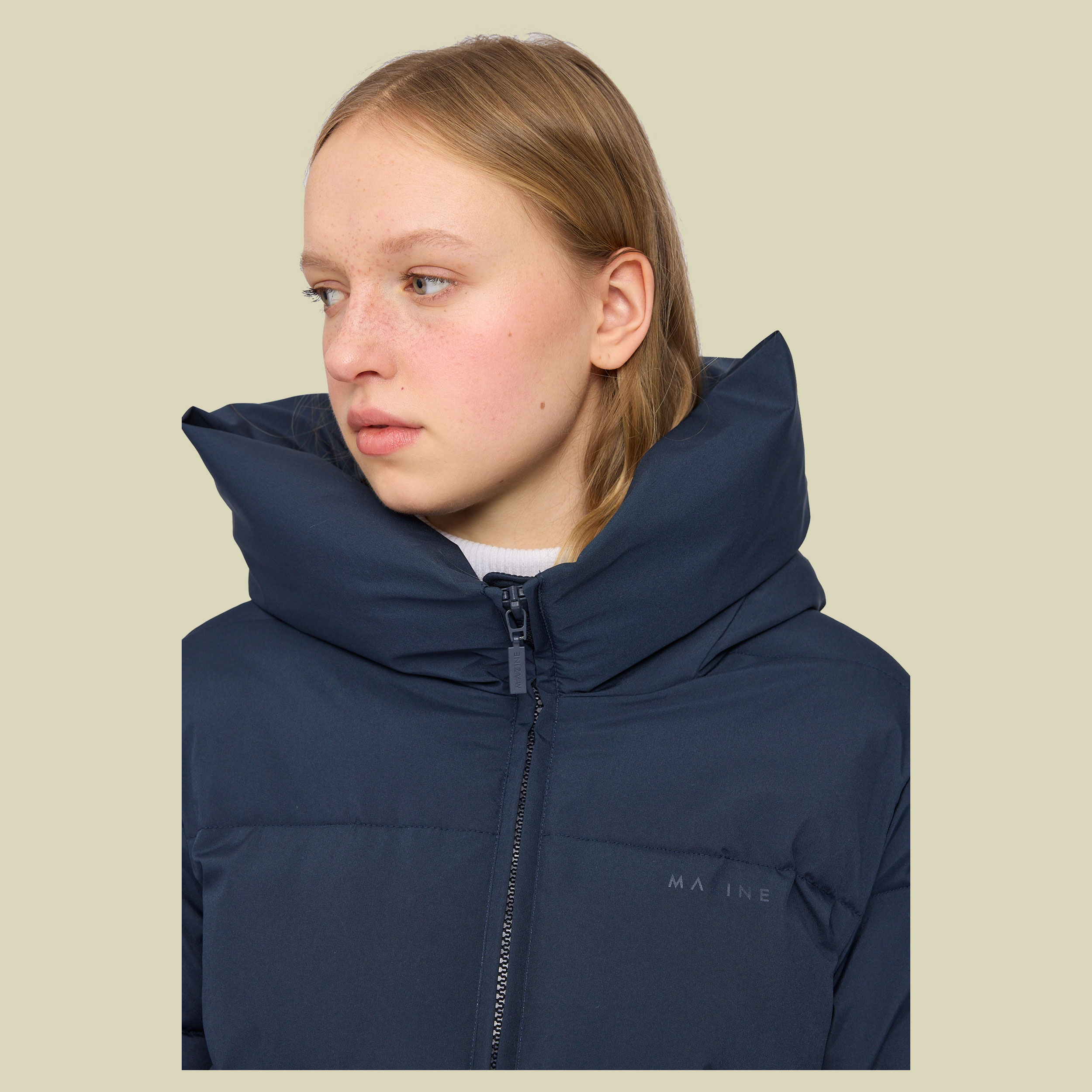 Basic Mid Lenth Puffer Jacket Women S blau - Farbe dark navy