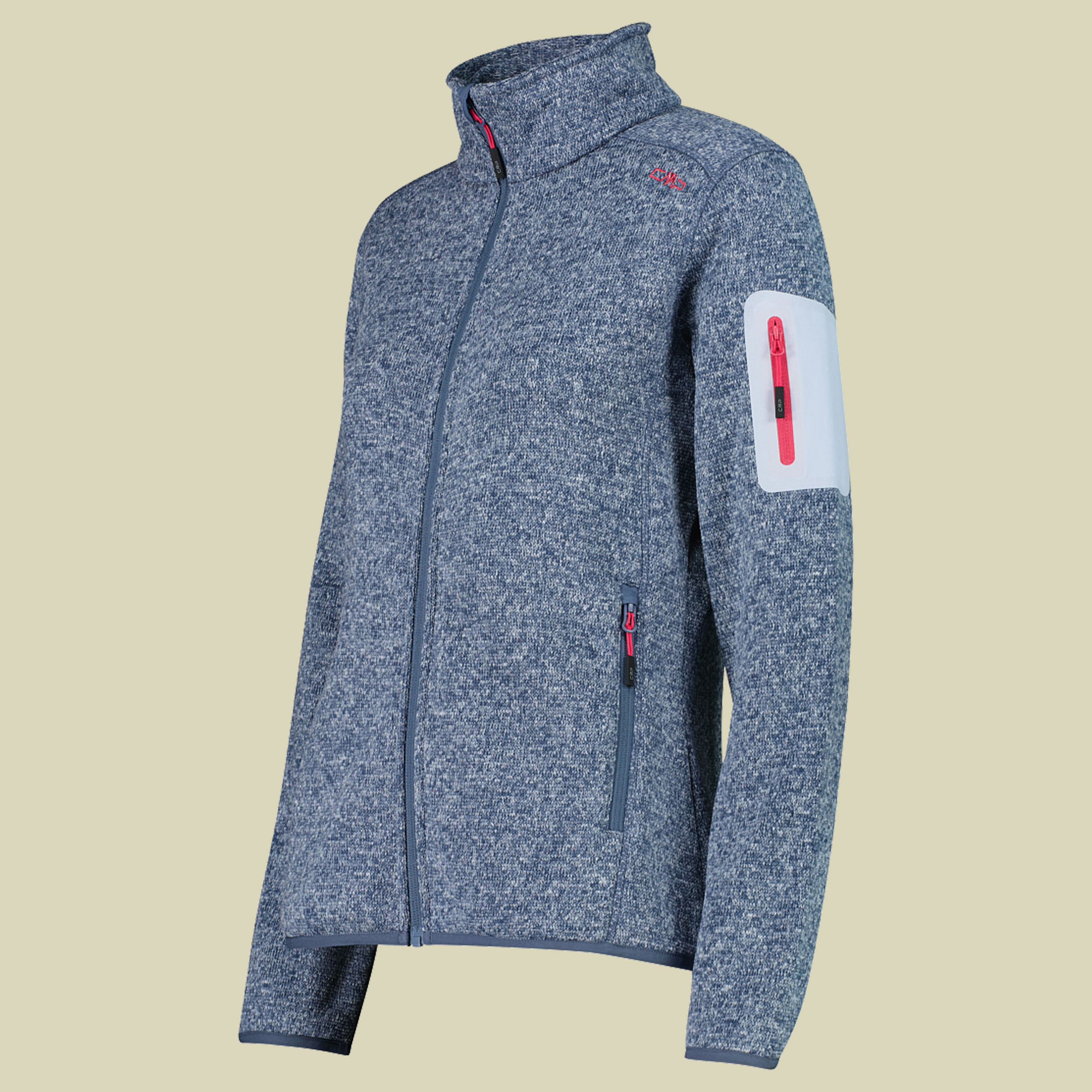 Woman Knitted Melange Fleece Jacket 3H14746 blau 46 - Farbe space-sky blue