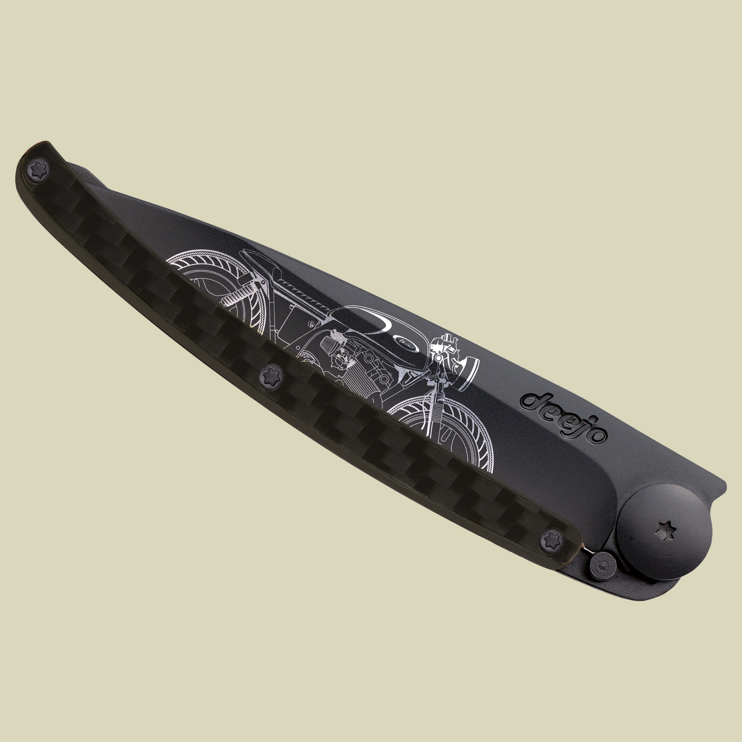 Deejo Taschenmesser 37g Schwarz Kohlefaser Größe one size Farbe Cafe Racer
