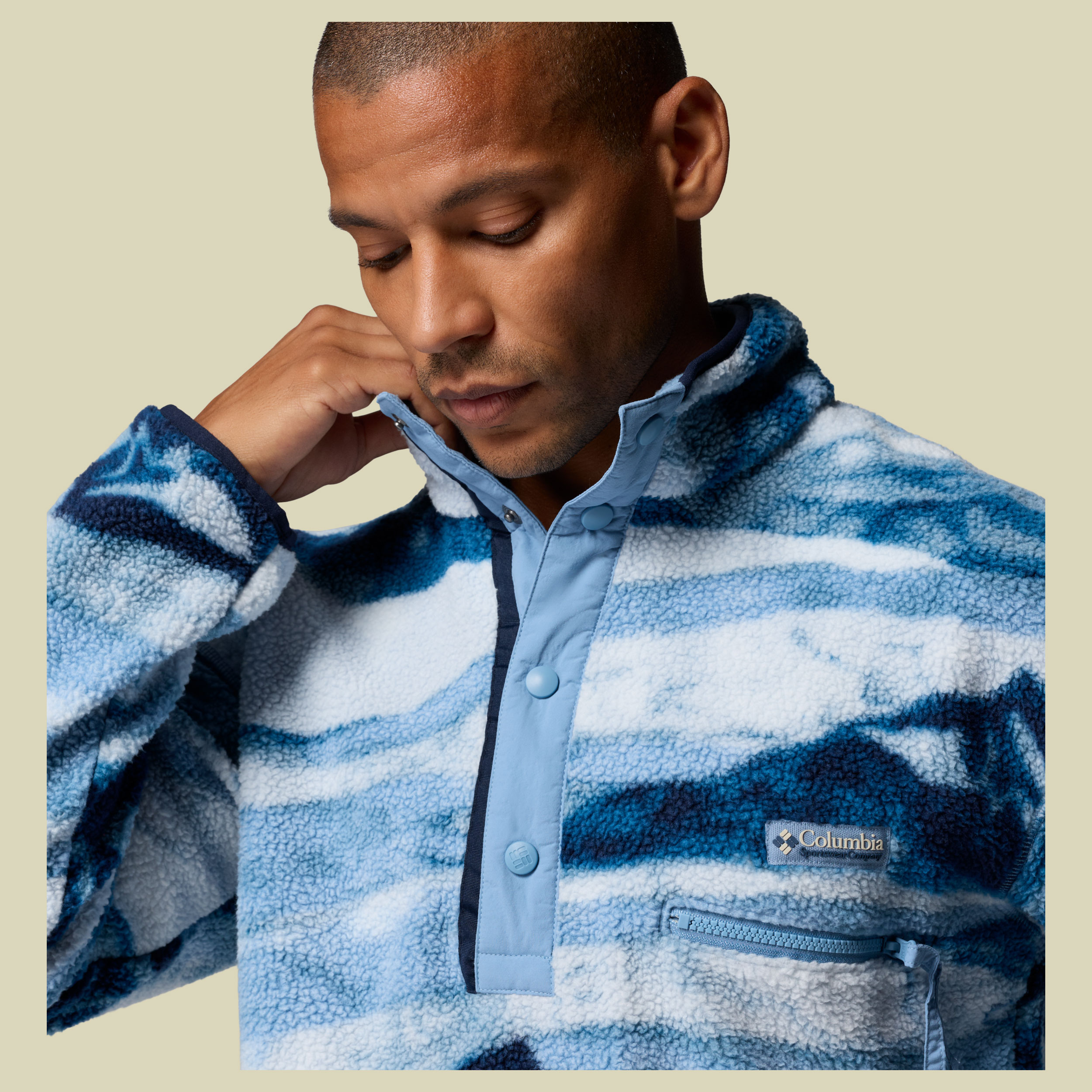Helvetia II Printed Half Snap Fleece Men XL blau1 - rainy day summits