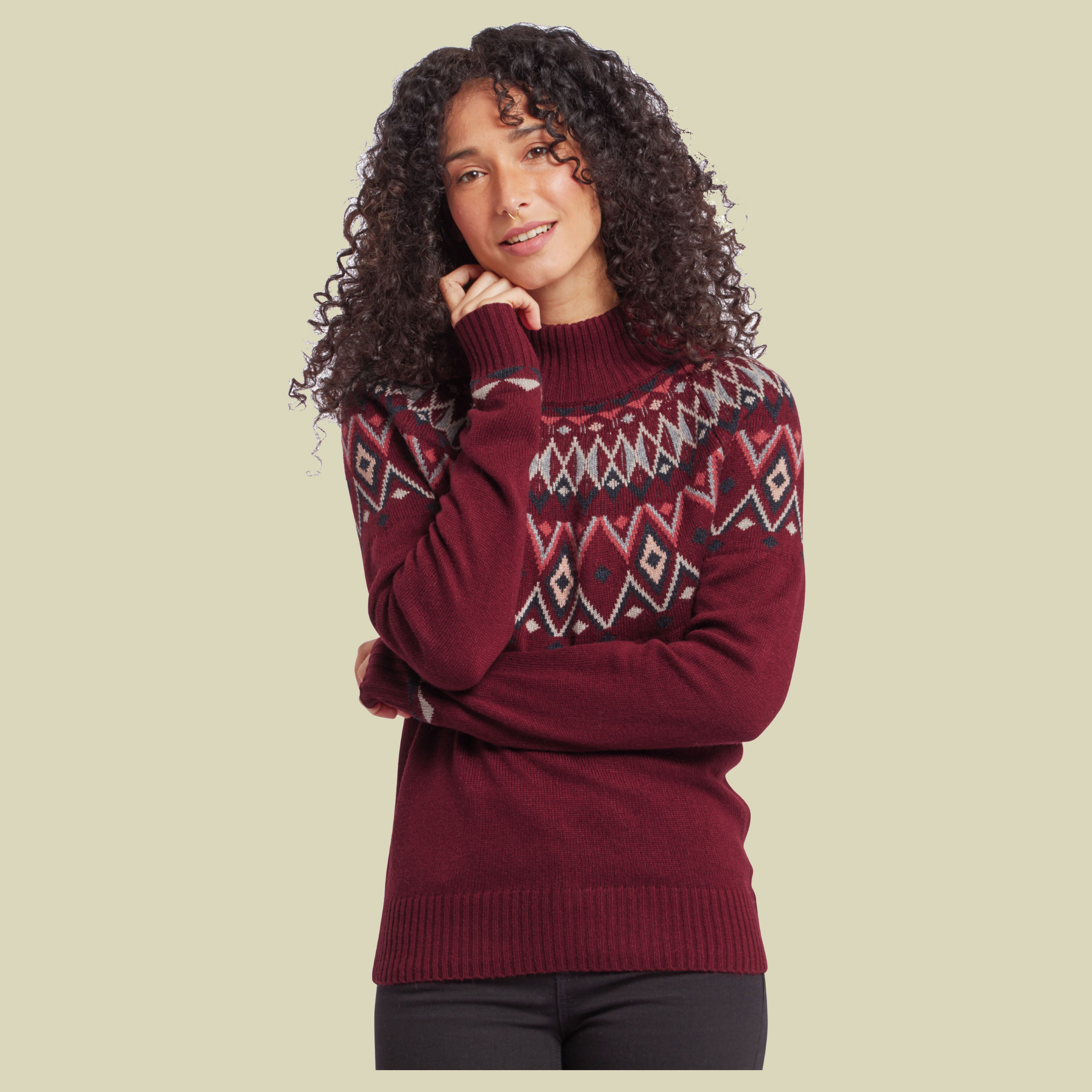 Indu Eco Mock Neck Women Größe XL Farbe beet red