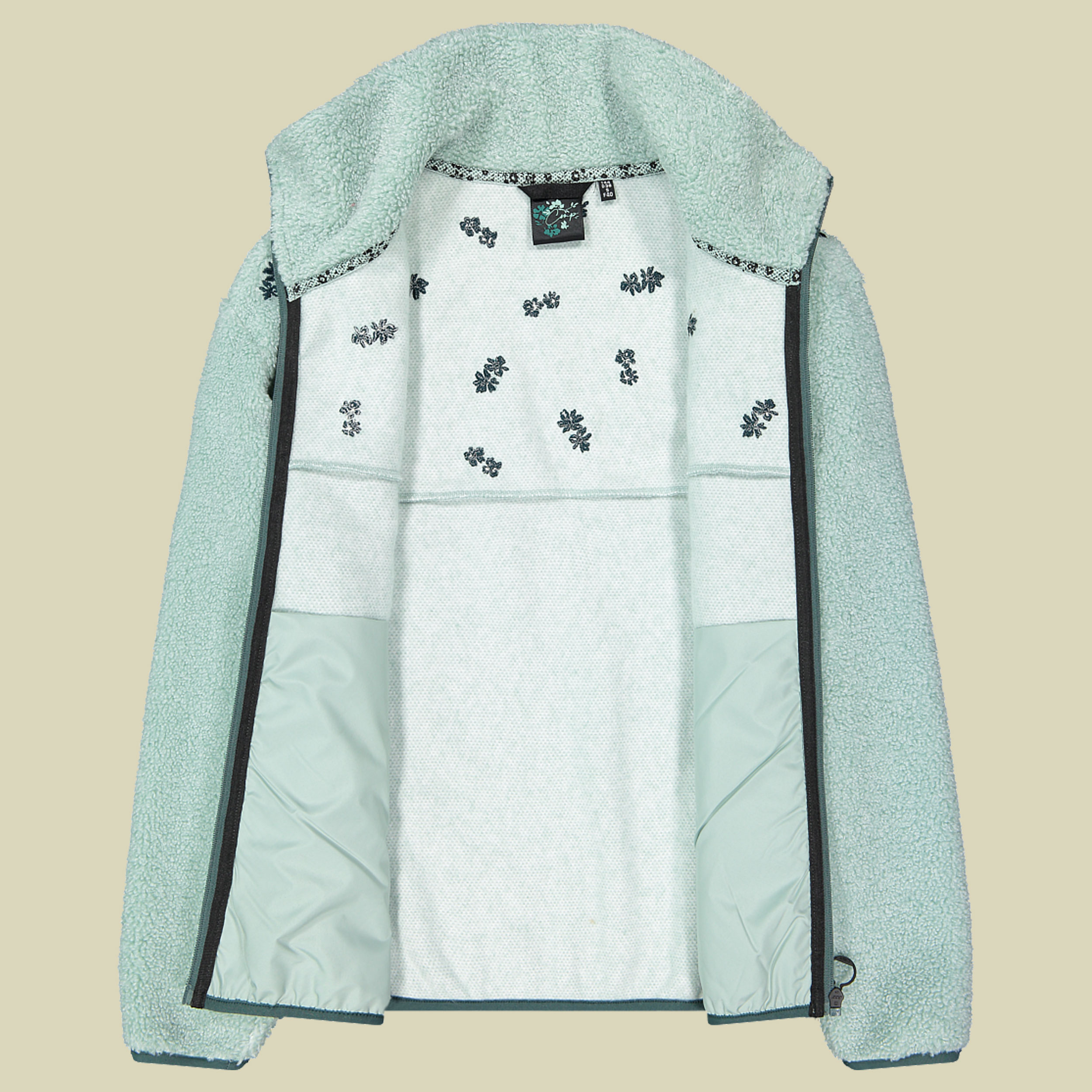 Woman Jacket Teddy Fur 44 grün - Farbe jade melange