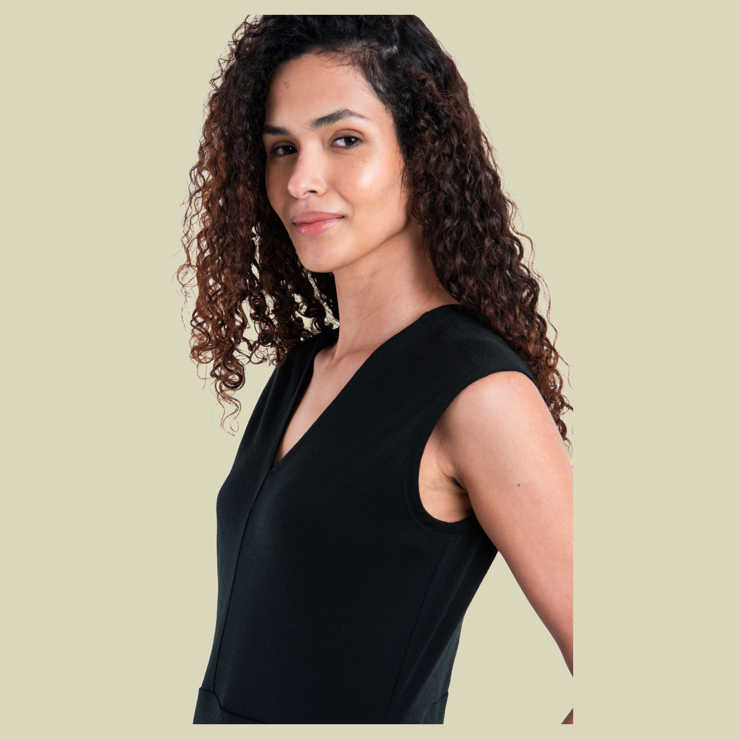 Merino 200 Granary Sleeveless V Neck Dress Women XL schwarz - black