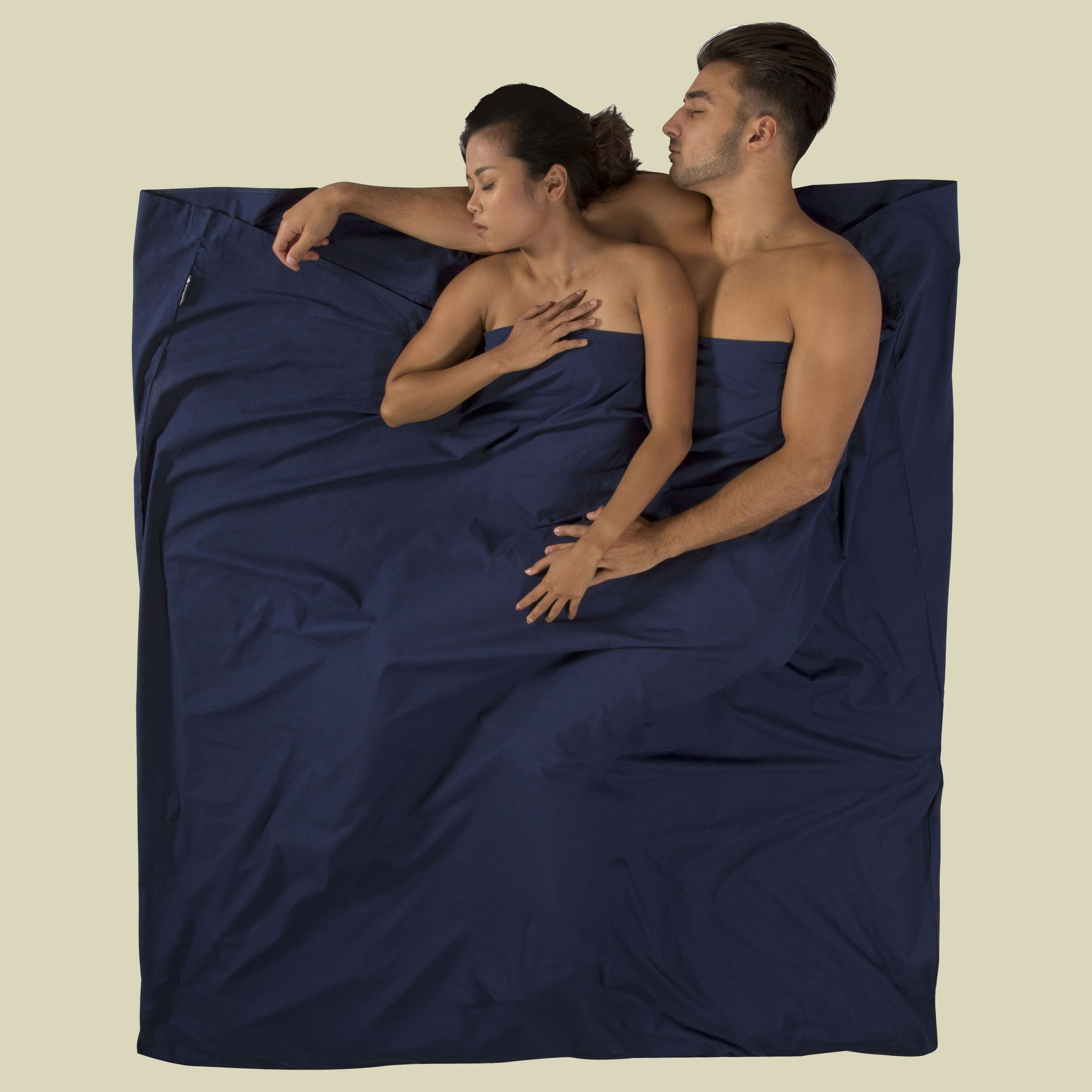 Premium Cotton Travel Liner - Double Maße 185 cm x 185 cm Farbe navy blue