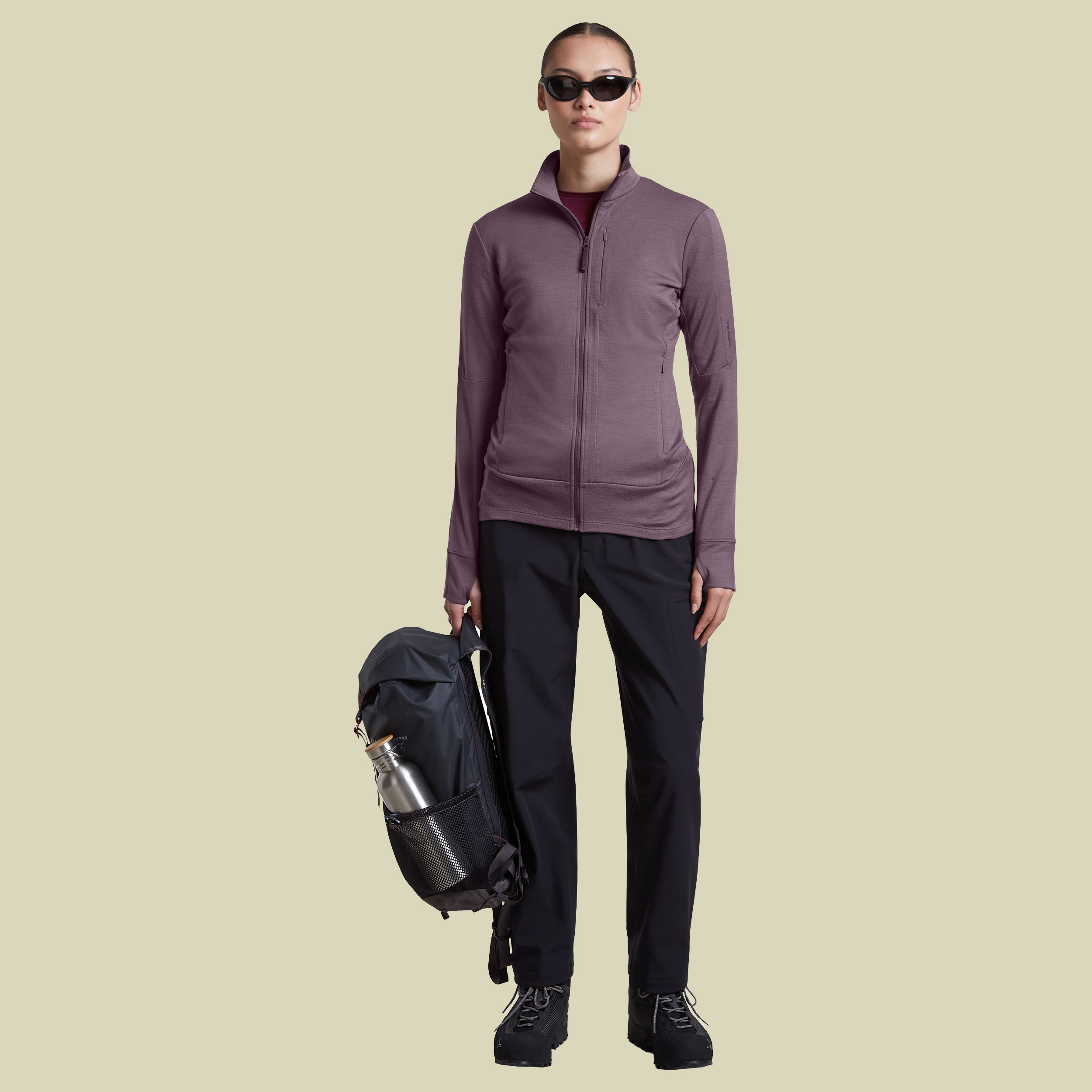 Merino 260 Quantum IV LS Zip Women XL lila - grey plum
