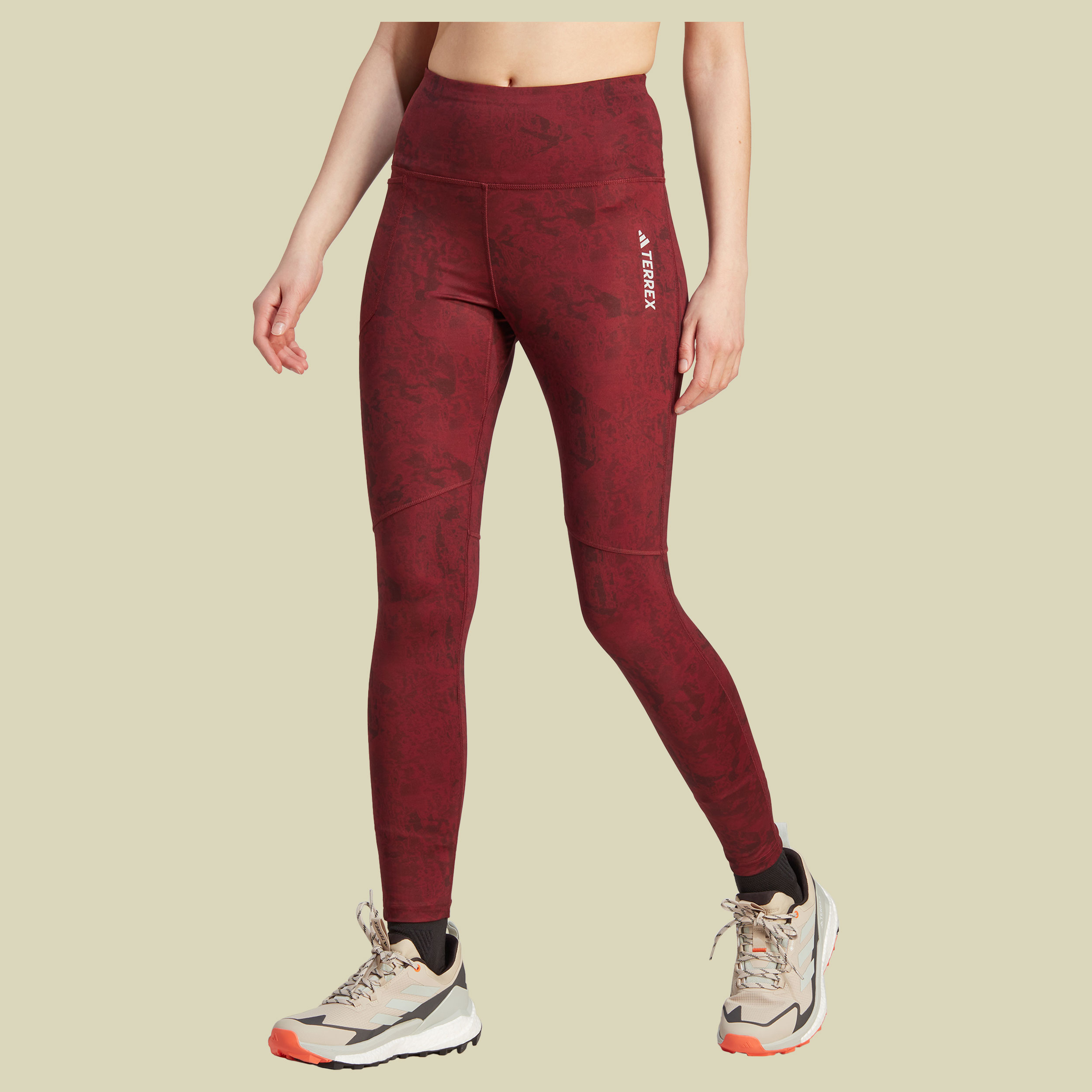 Terrex Multi Allover Print Leggings Women Größe 36 Farbe shadow red