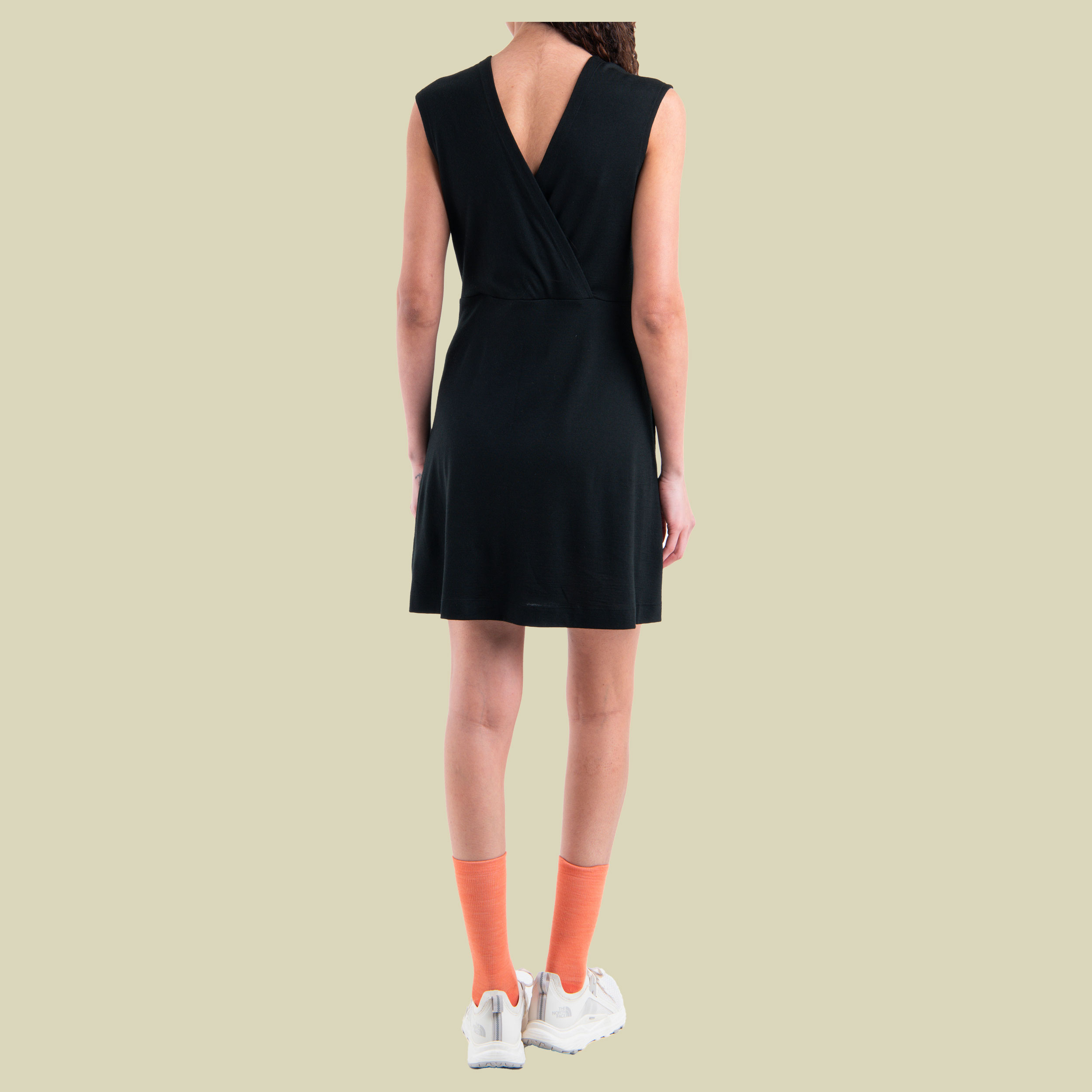 Merino 200 Granary Sleeveless V Neck Dress Women L schwarz - black