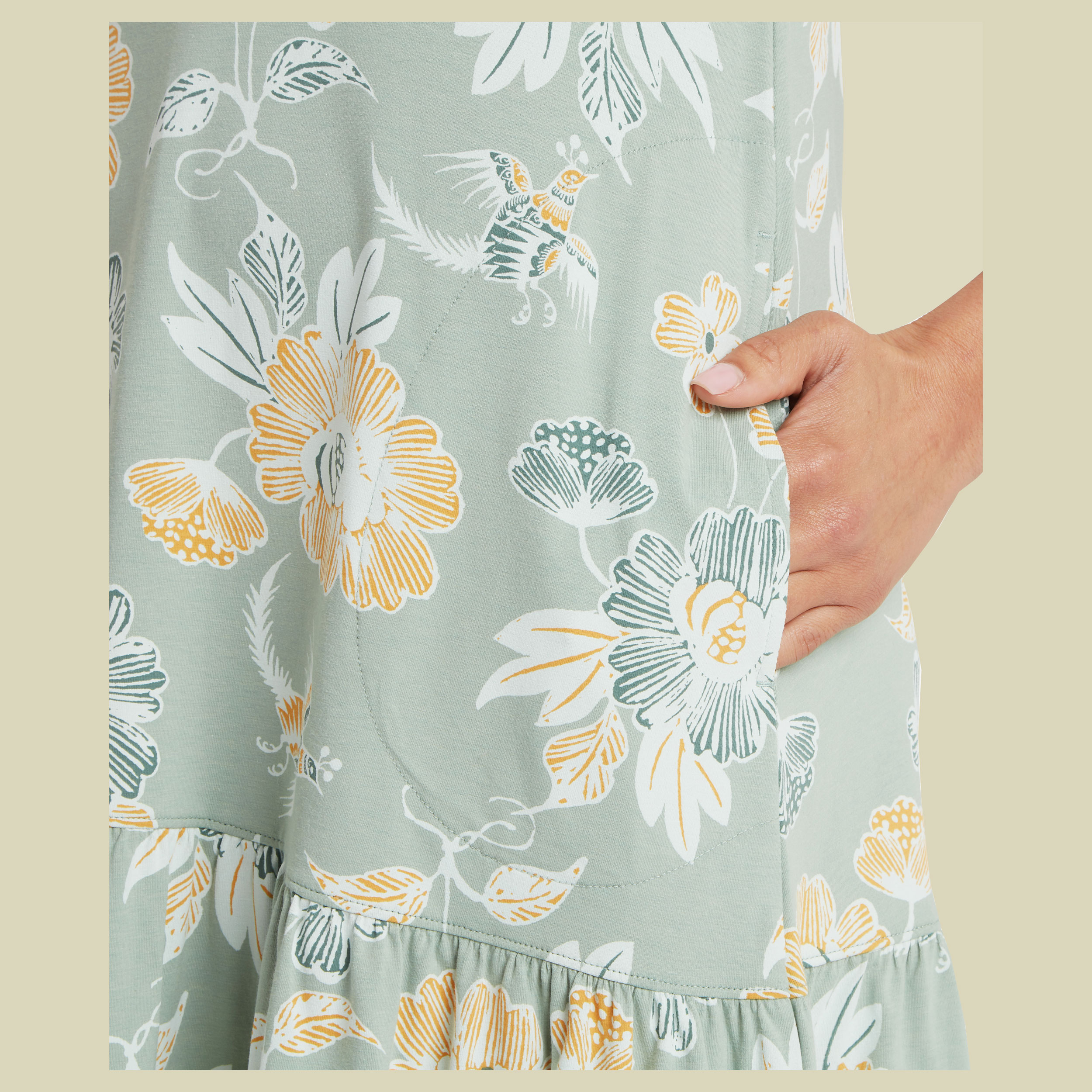 Neha Ruffle Dress XL grün Blumen - Farbe celery floral