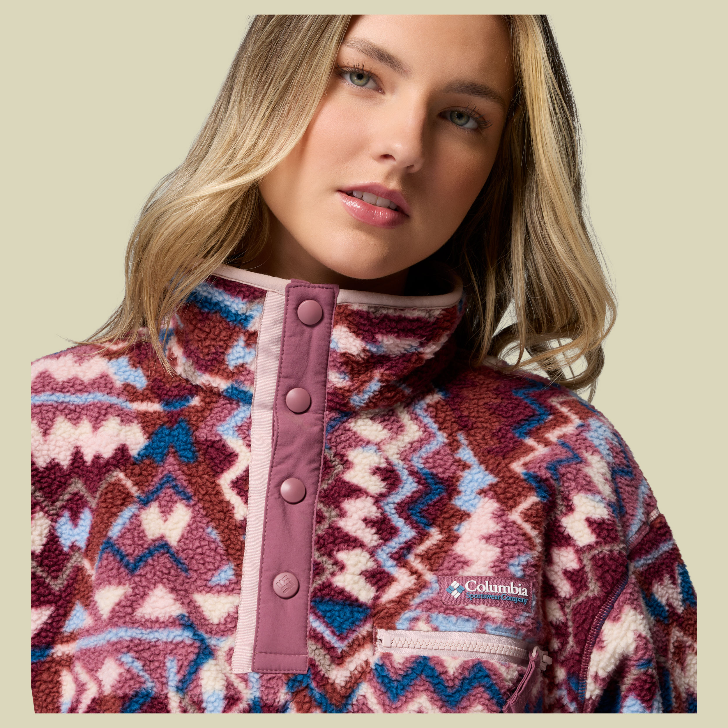 Helvetia II Printed Cropped Half Snap Women L lila2 - antique mauve, geomix