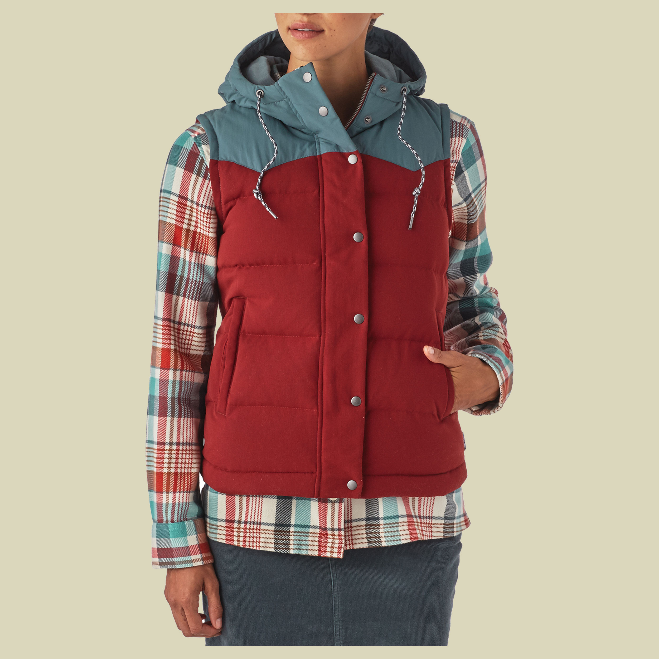Bivy Hooded Down Vest Women Größe S Farbe drumfire red