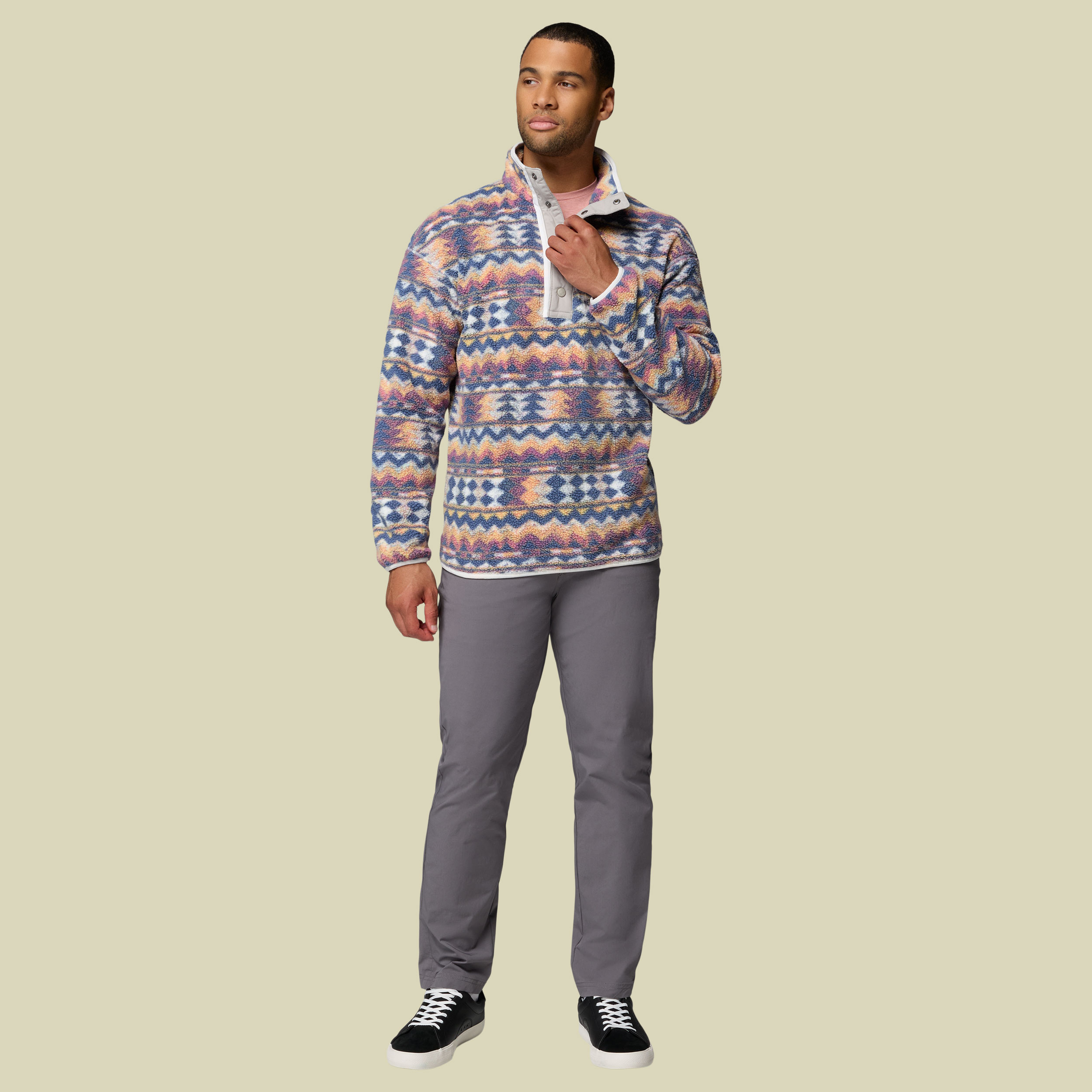 Helvetia II Printed Half Snap Fleece Men S mehrfarbig weiß - sea salt,retrotree