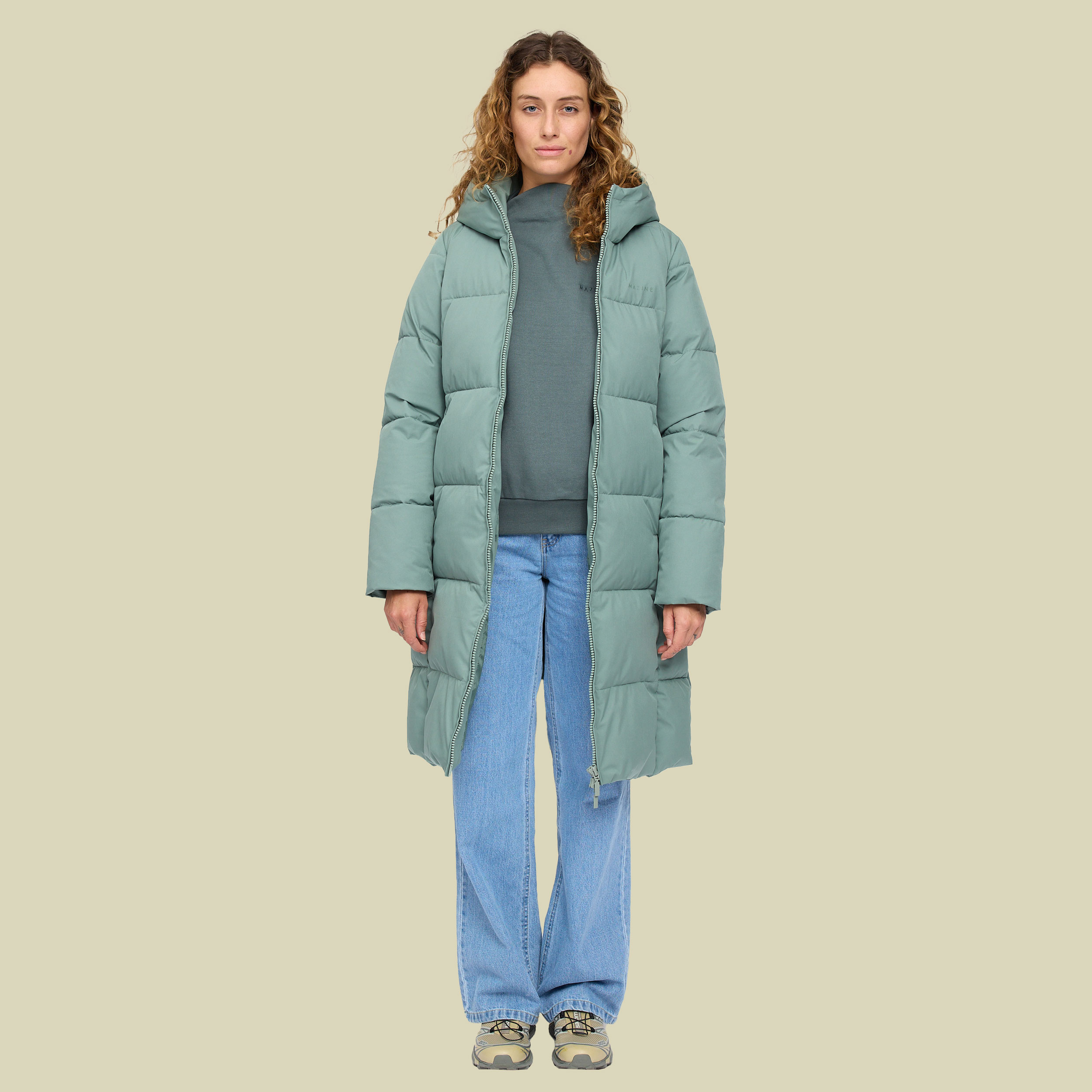 Basic Puffer Coat Women S grün- Farbe jade