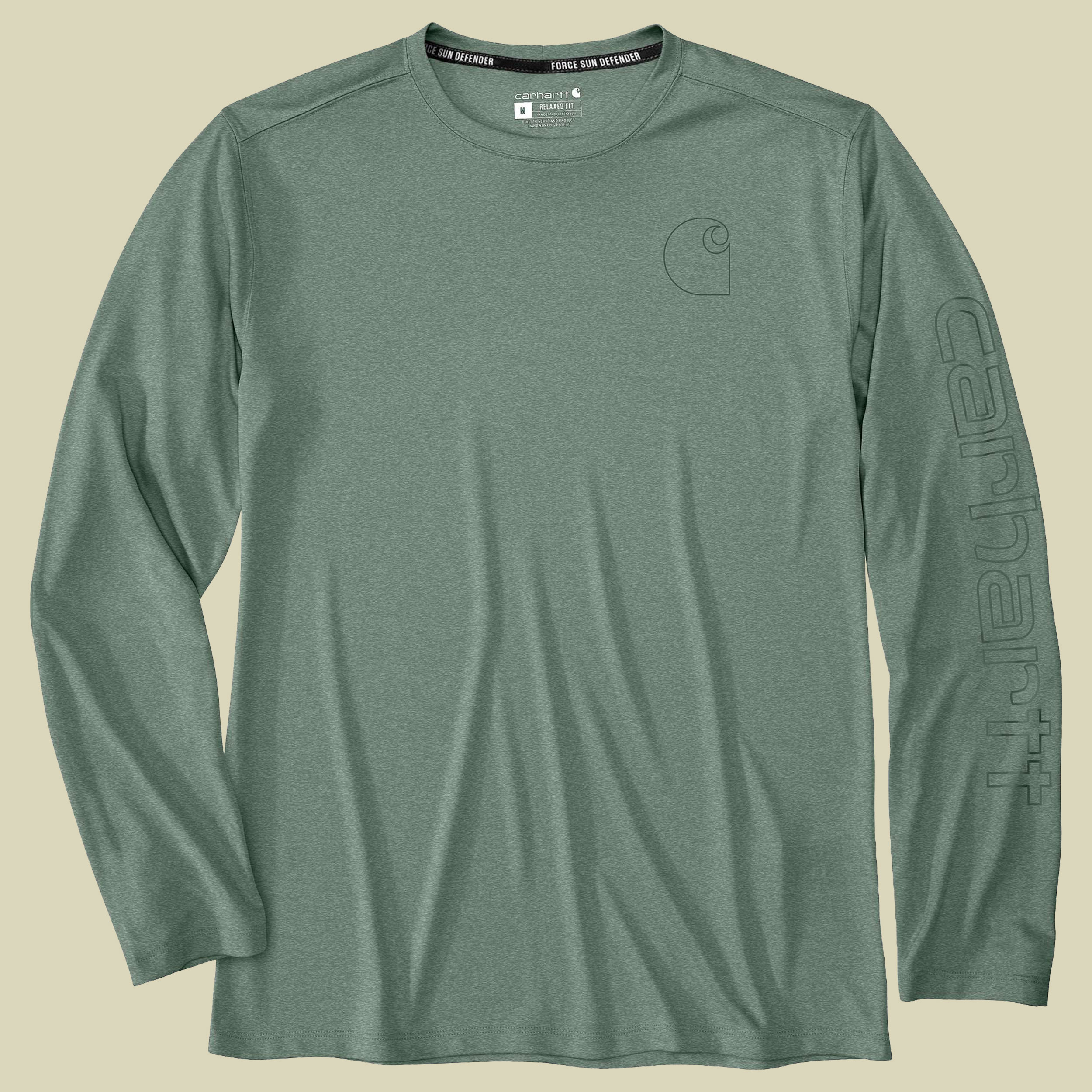 Carhartt Force Sun Defender™ Relaxed LS Logo T-Shirt Men S grün - Farbe green slate heather