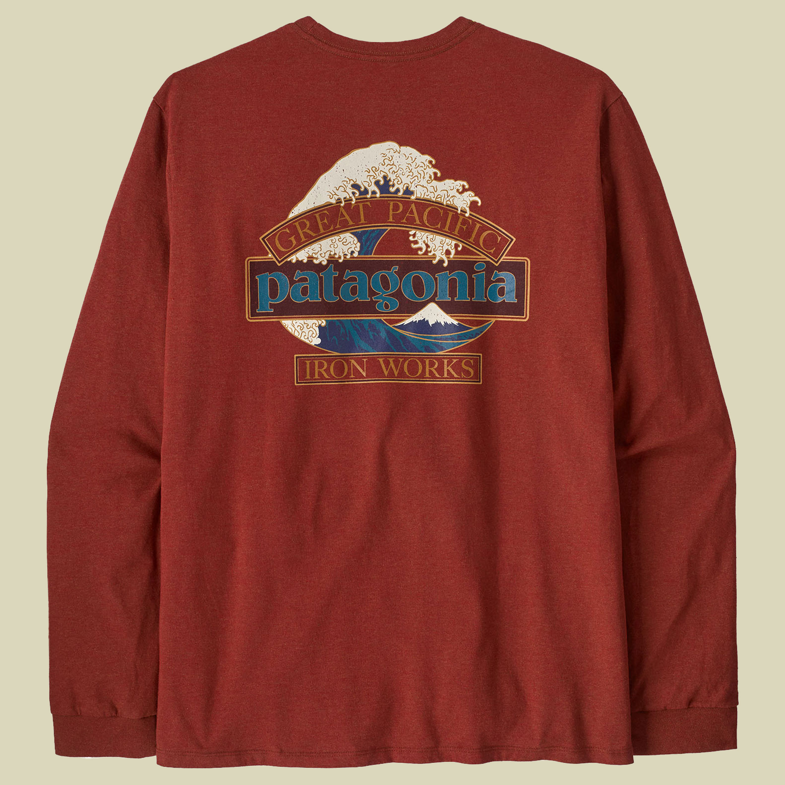 Long-Sleeved Great Waves Responsibili-Tee Men L rot- rusty red