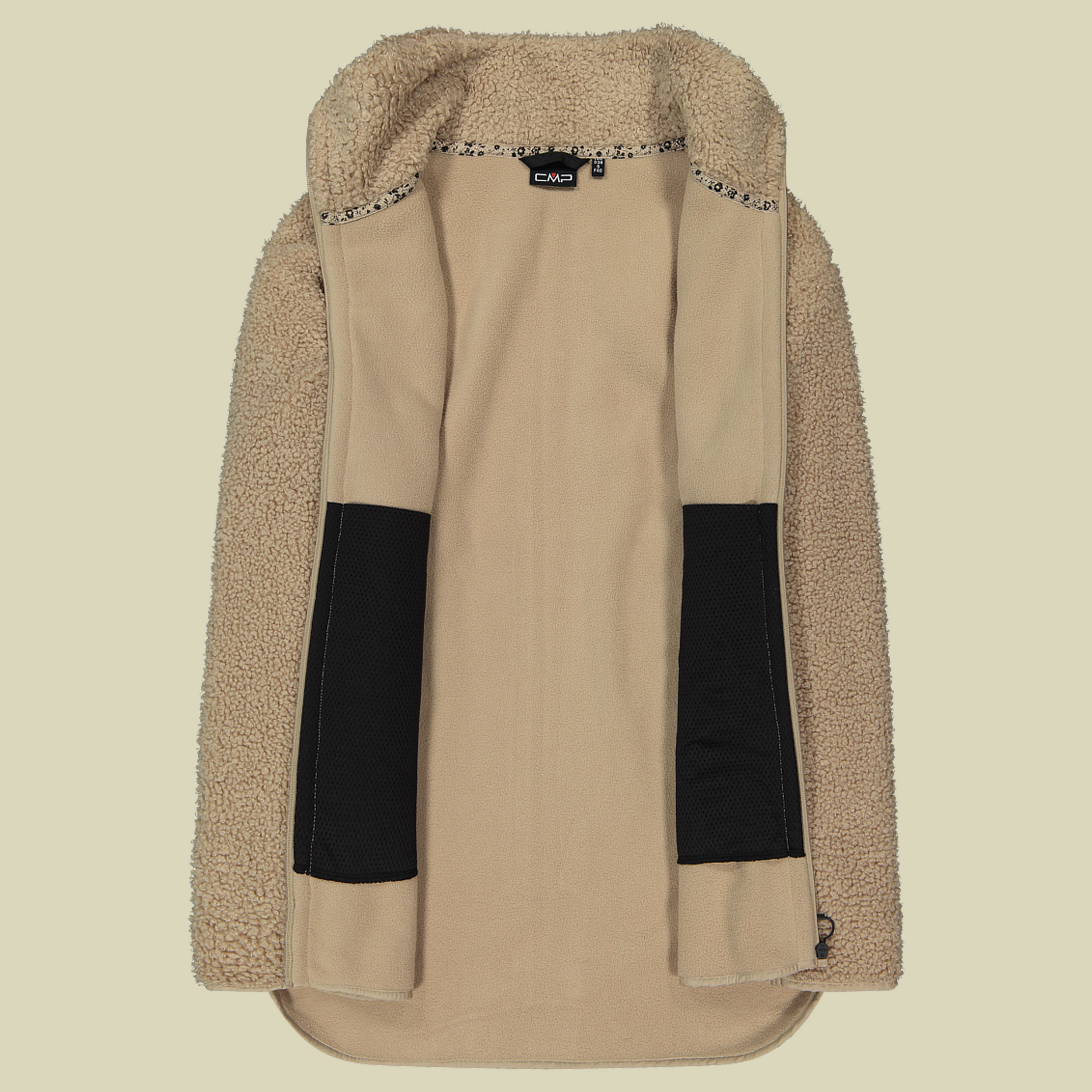 Woman Long Jacket Bonded Teddy with inner Polar Fleece 46 braun - Farbe cookie