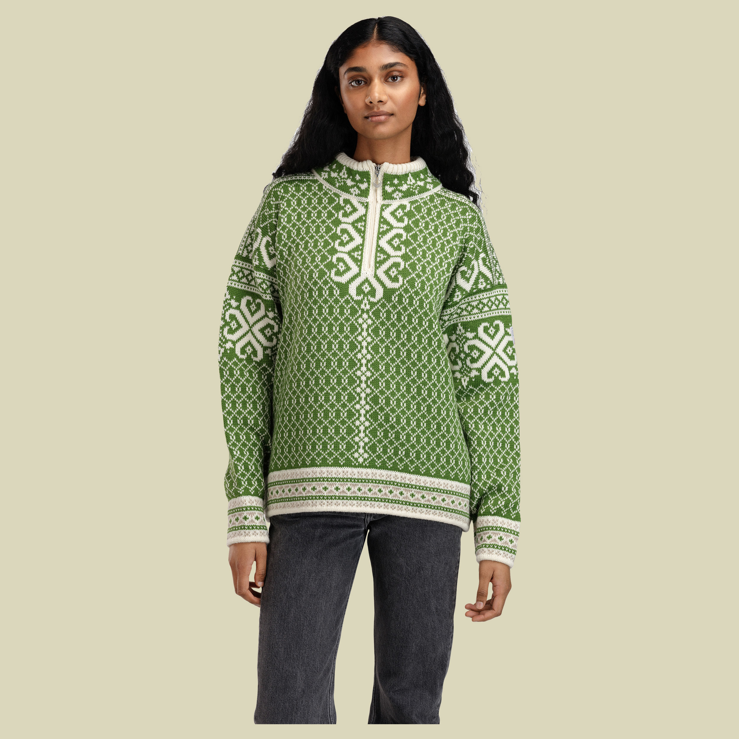 Leknes Sweater Women XL grün - spring green/off white/sand mel