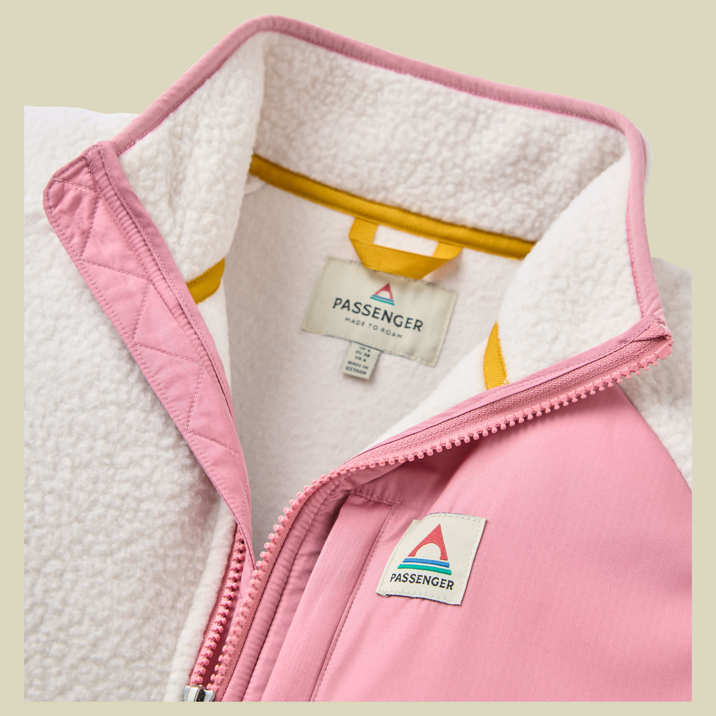 Home Sherpa Fleece Women XS dusty olive/white sand