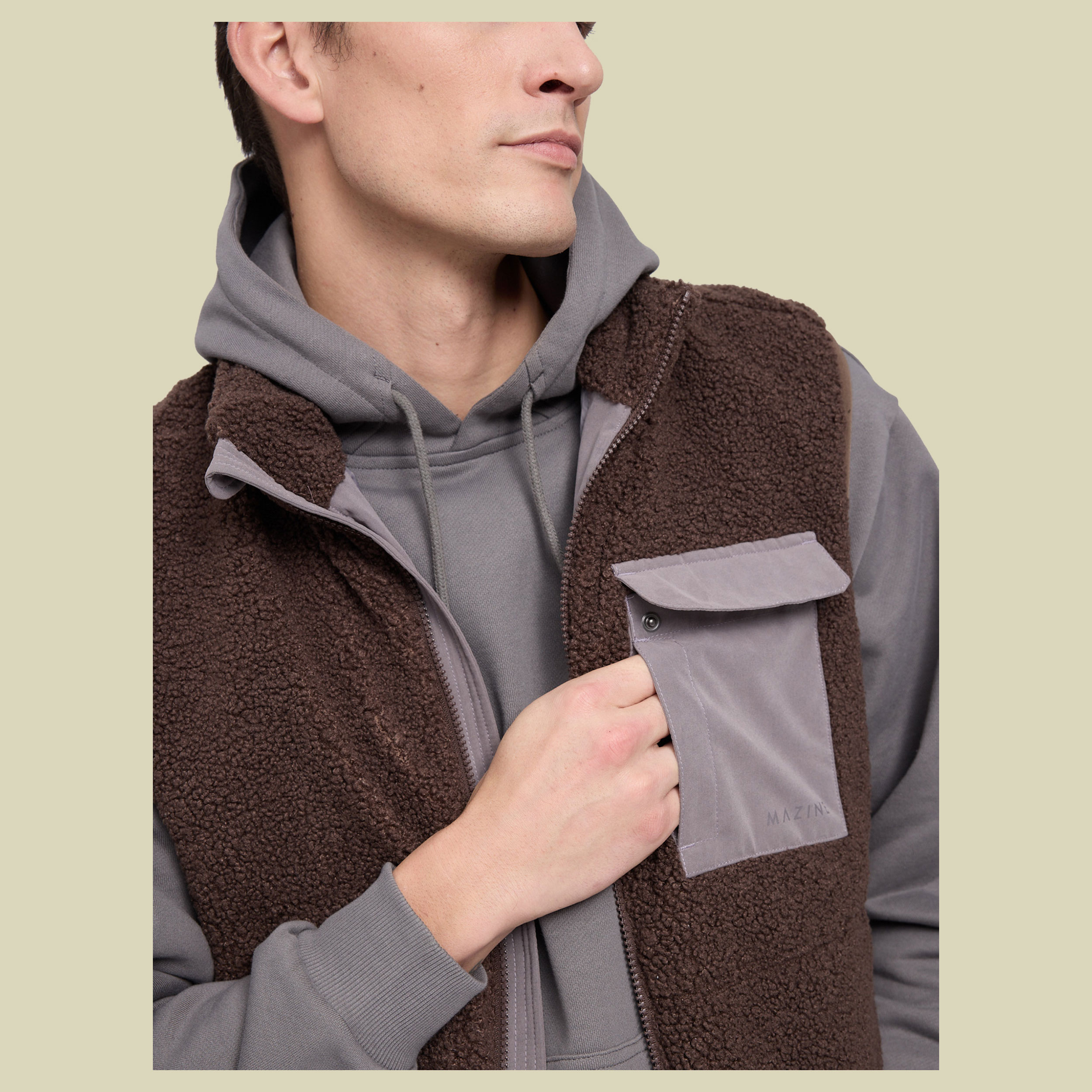 Padded Teddy-Fleece Vest Men XXL braun - chocolate/warm mud