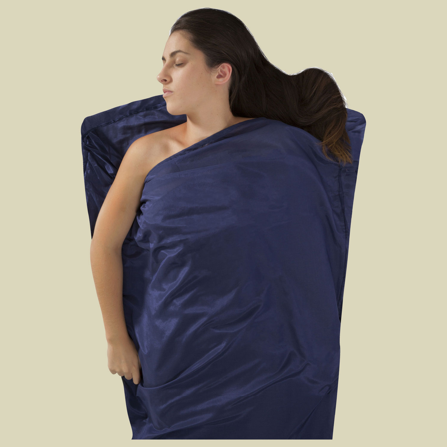 Silk/Cotton Travel Liner Mummy Maße 185 x 62/92 cm Farbe navy blue