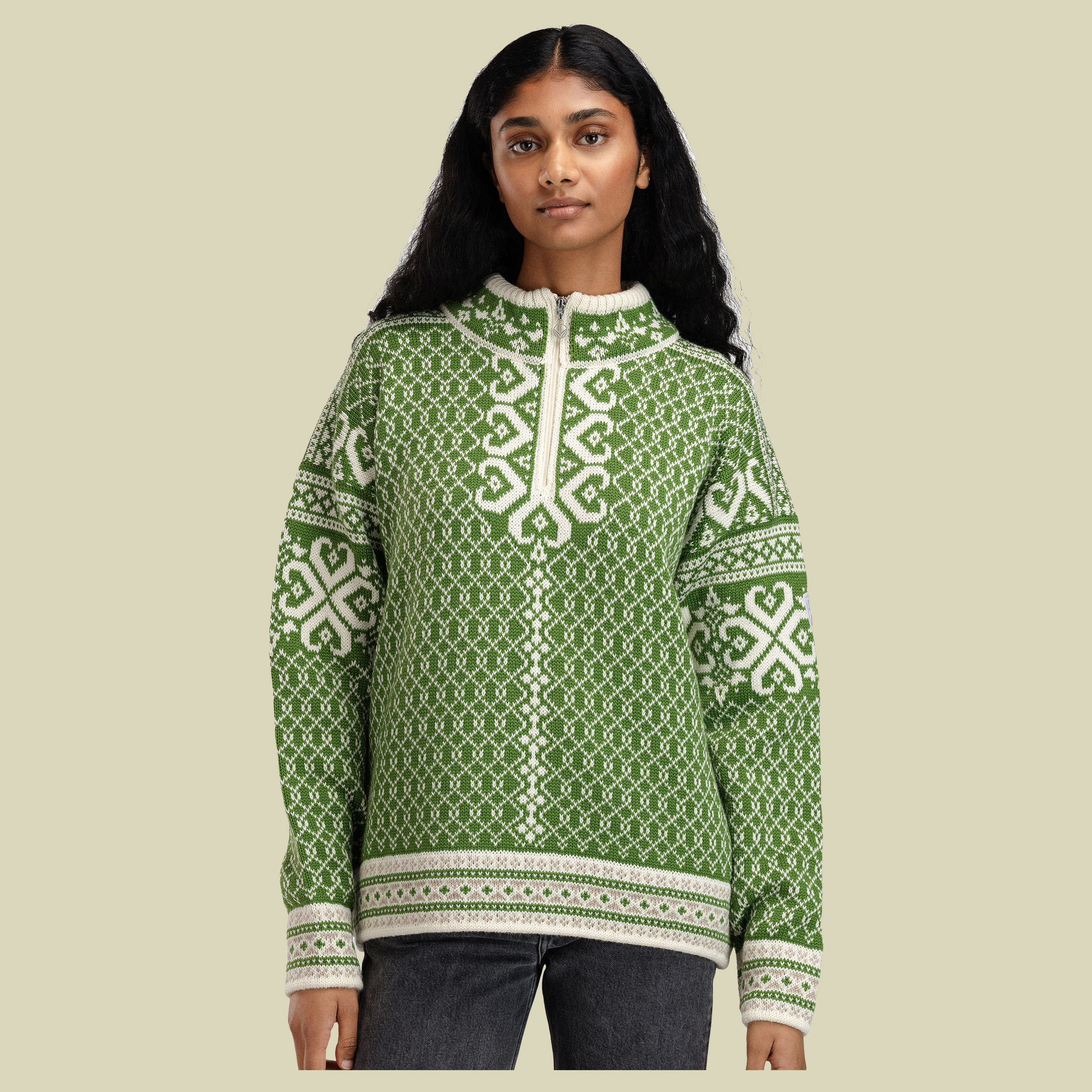Leknes Sweater Women XL grün - spring green/off white/sand mel
