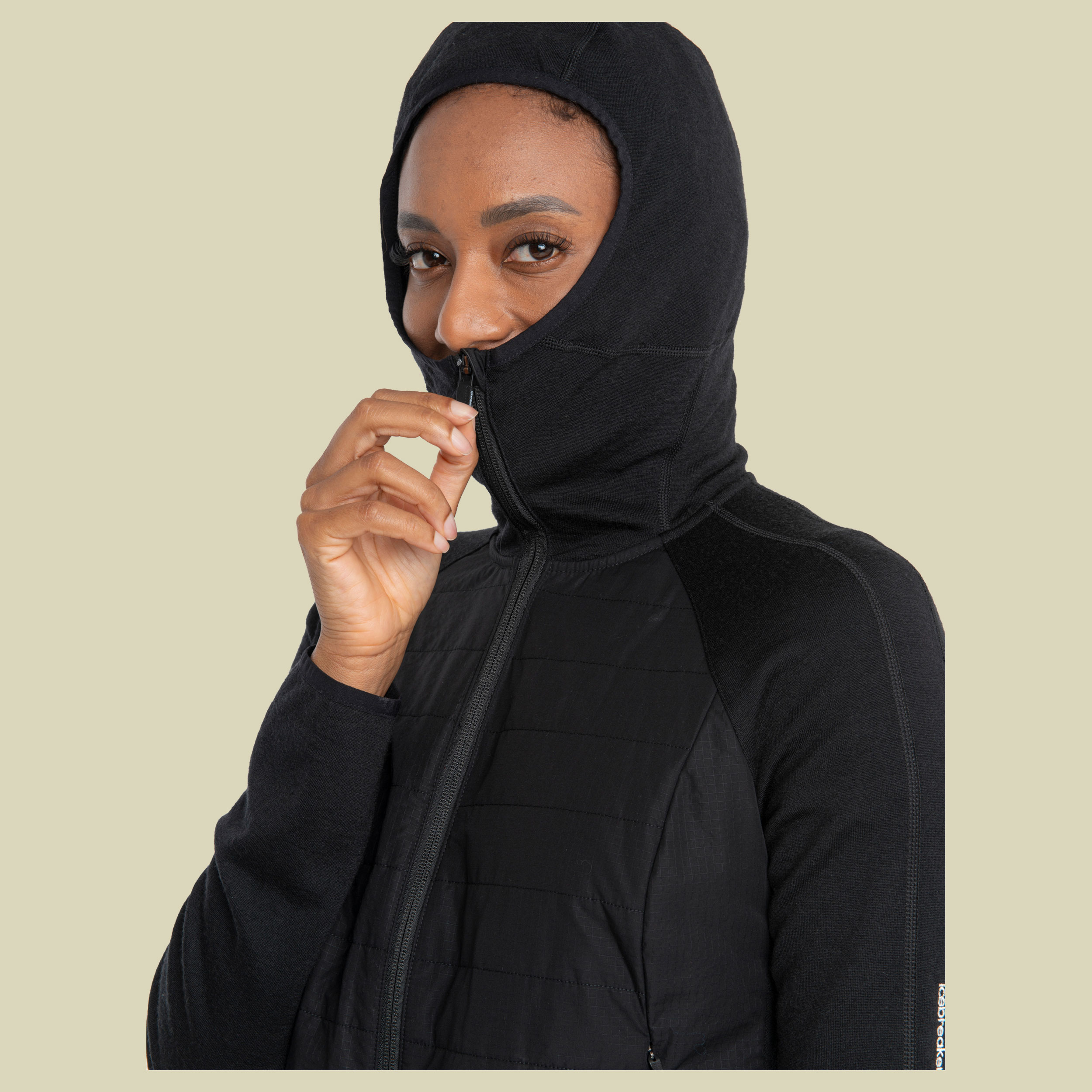 Merino Quantum Hybrid LS Zip Hoodie Women Größe L  Farbe black