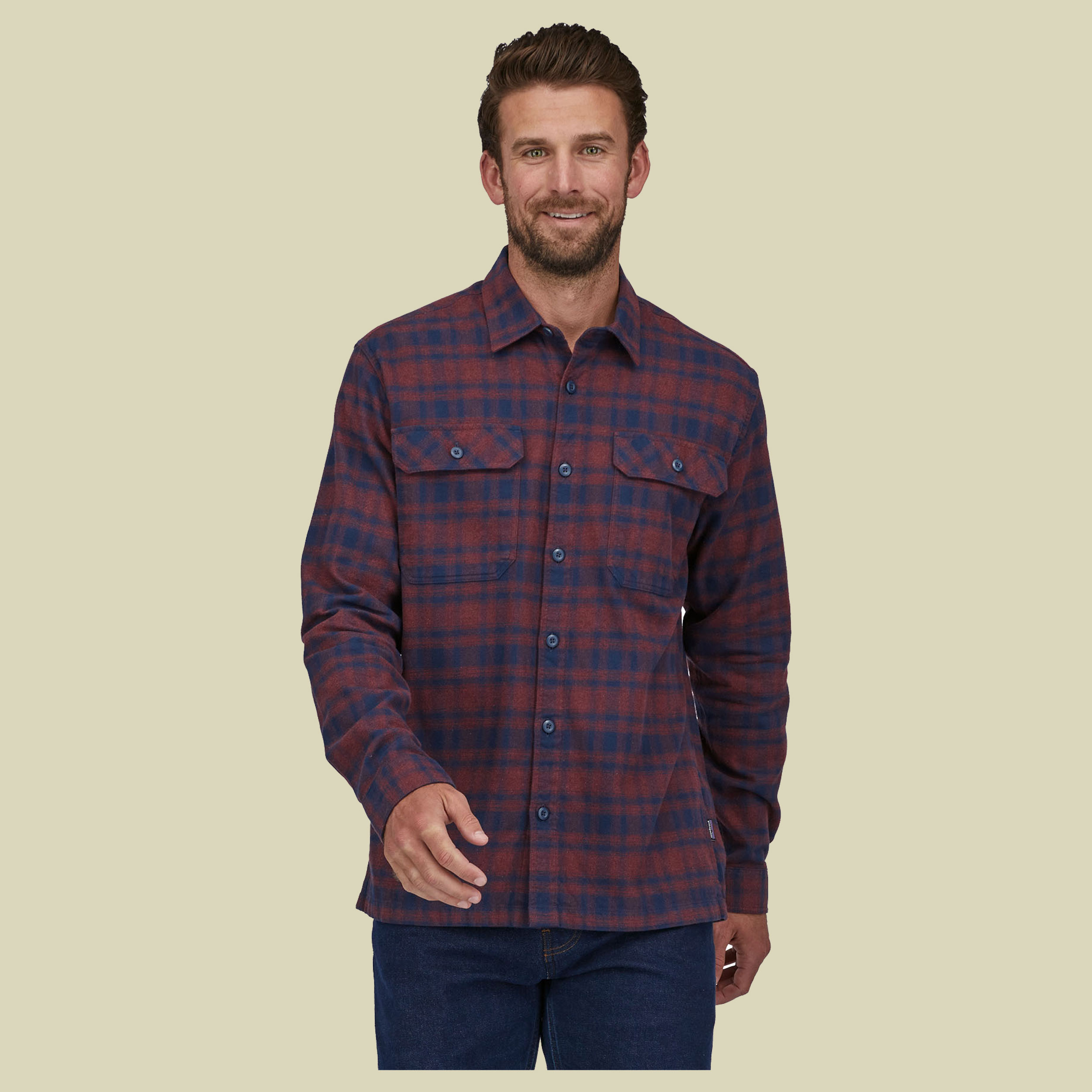 L/S Organic Cotton MW Fjord Flannel Shirt Men Größe S Farbe Connected Lines: sequoia red