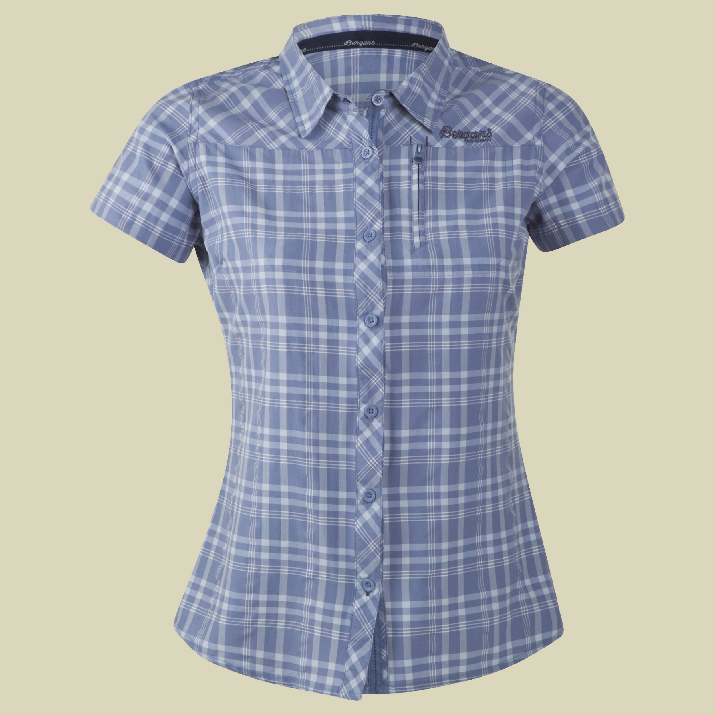 Langli Shirt SS Lady Größe L Farbe dusty light blue checked