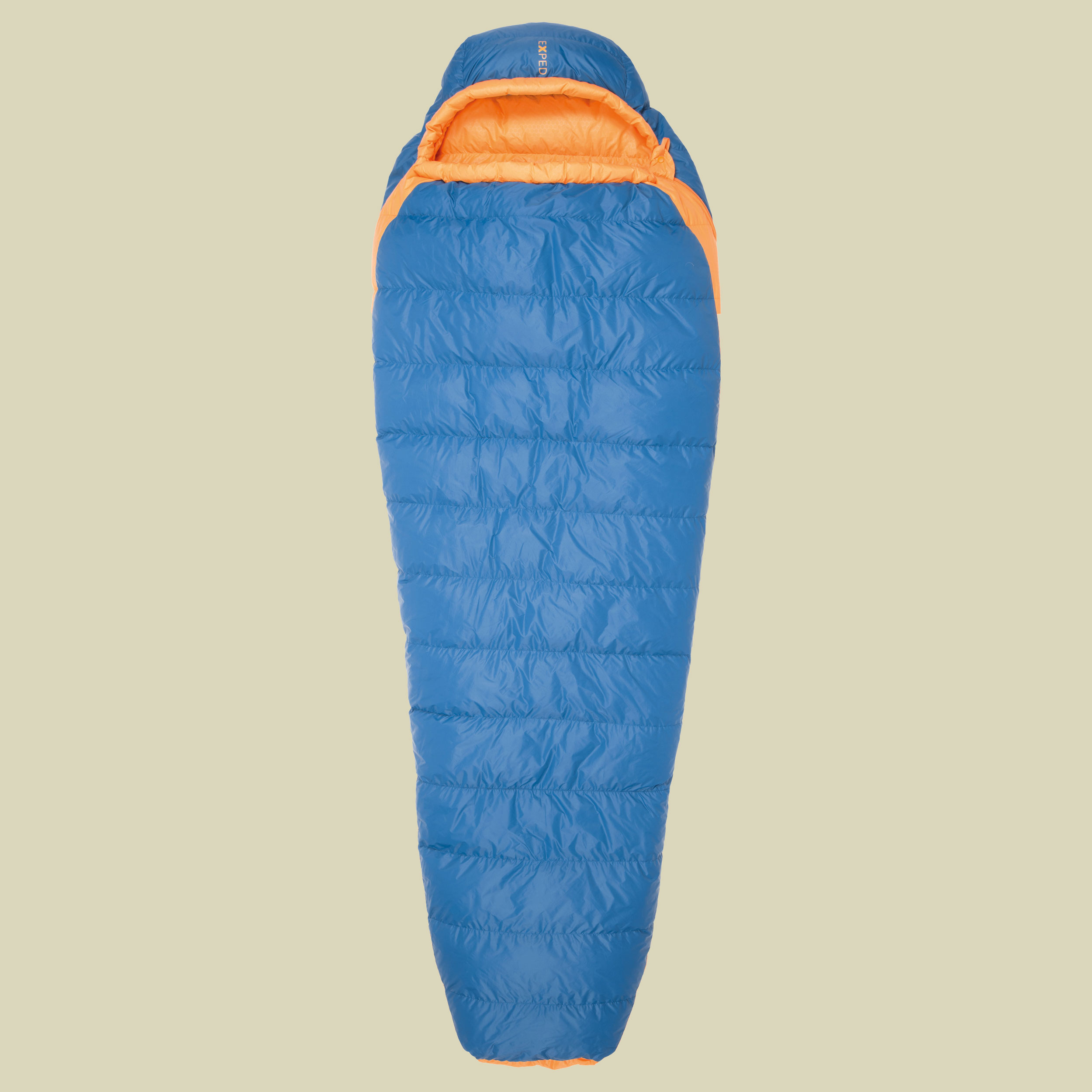 Versa Mummy +5° bis Körpergröße Schlafsack 195 cm (L) cm Farbe blau, Reißverschluss Schlafsack links