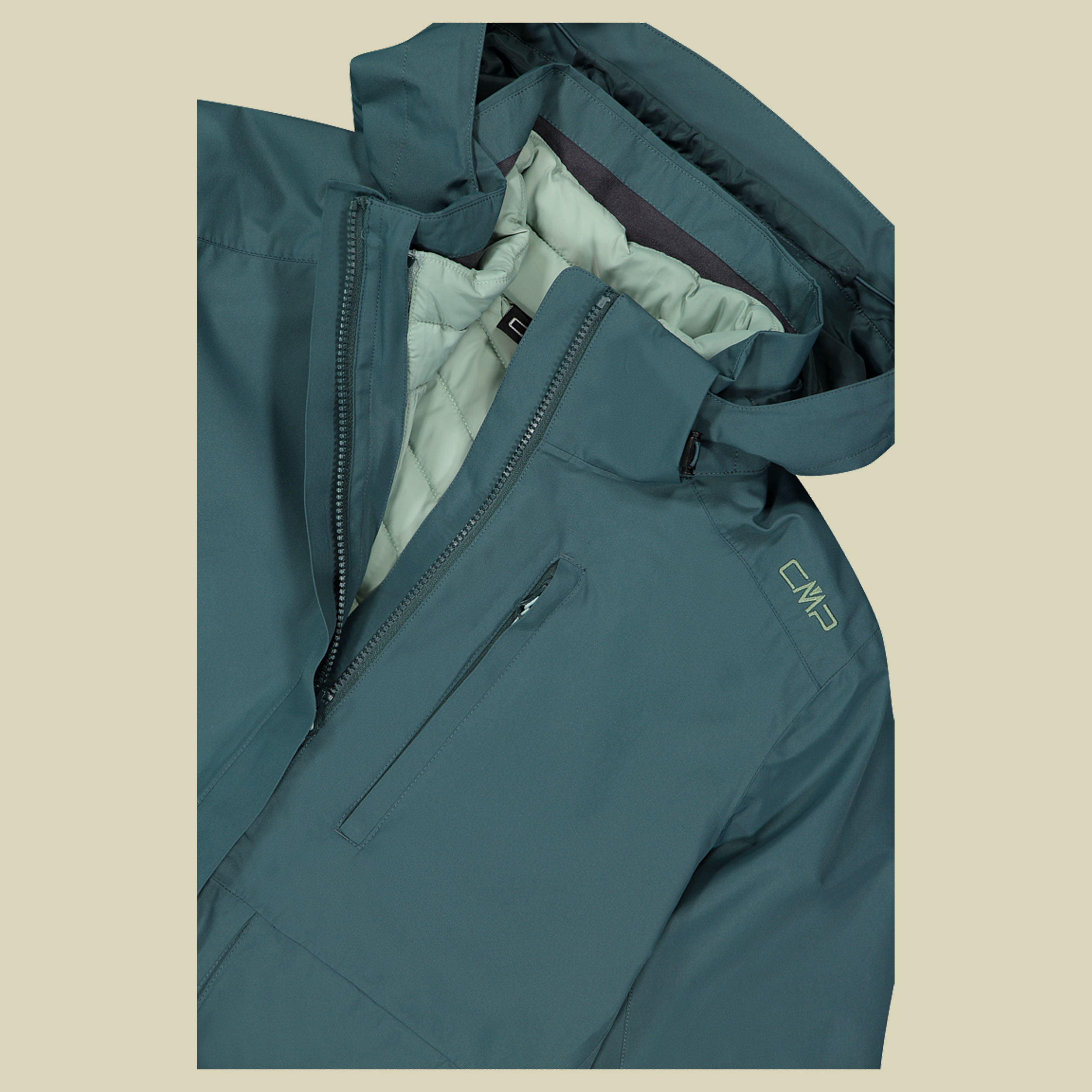 Woman Jacket Zip Hood Detachable Inn. Jacket 46 grün - Farbe trek green