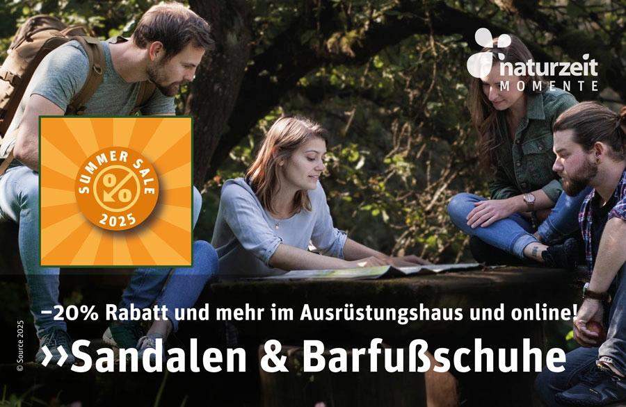 Outdoor Summer Sale Teaser - 20% Rabatt auf Sandalen und Barfußschuhe