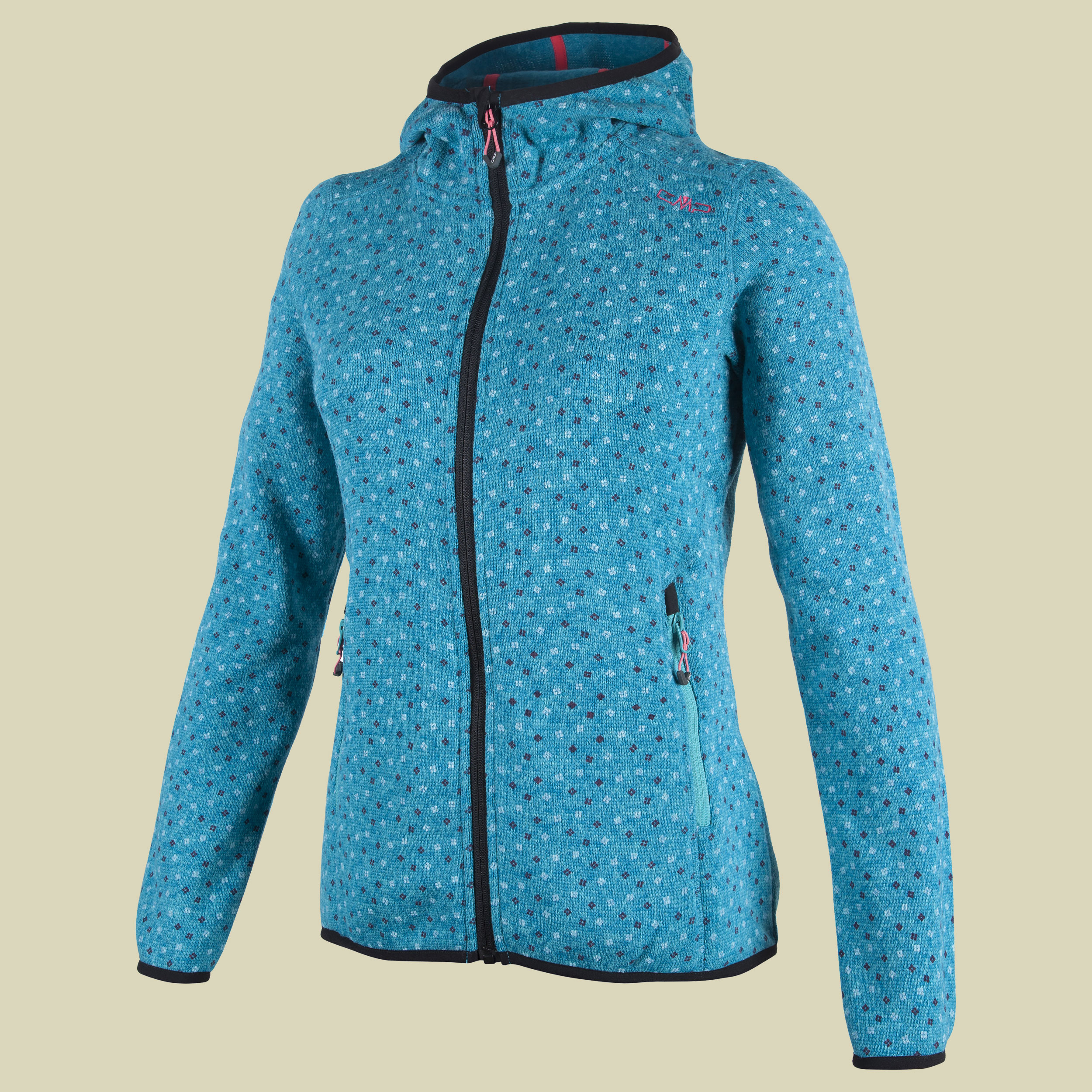 Woman Fleece Jacket Fix Hood Printed 3H68866 Größe 34 Farbe 256Q verde aqua-nero-tropical