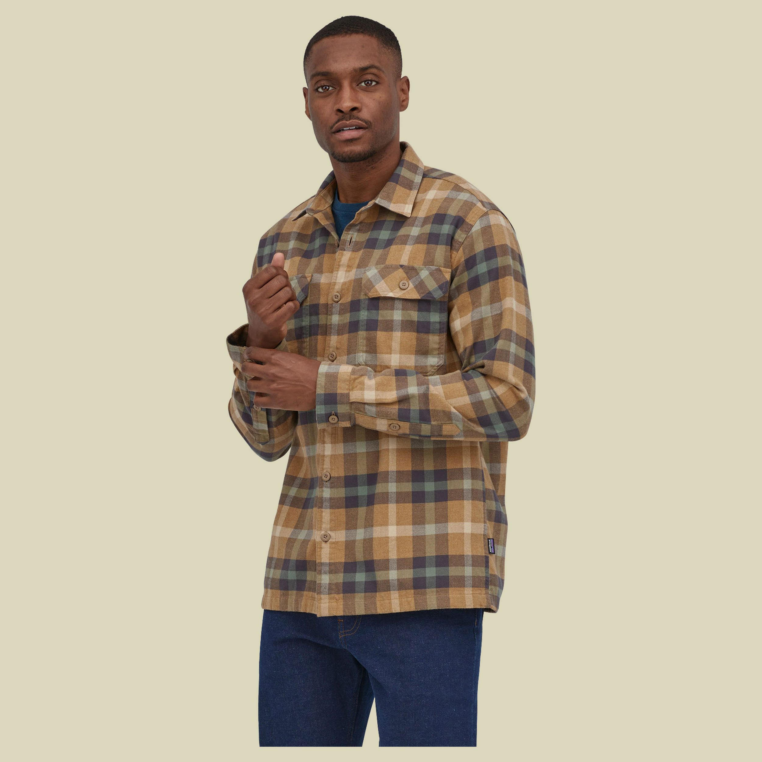 L/S Organic Cotton MW Fjord Flannel Shirt Men Größe S Farbe Forage: mojave khaki