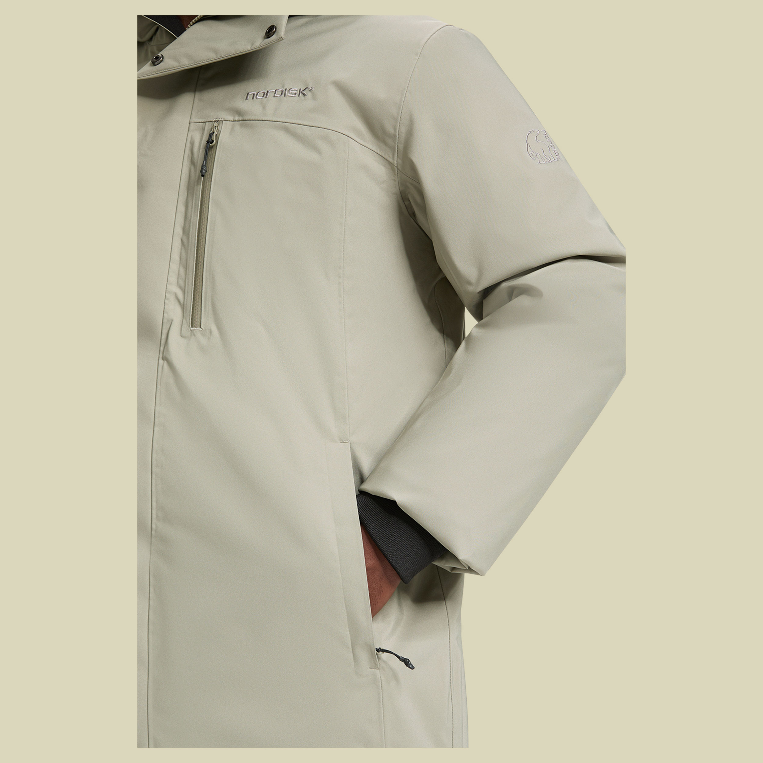 Lauge Harshell Down Jacket Men XL beige - vetiver green