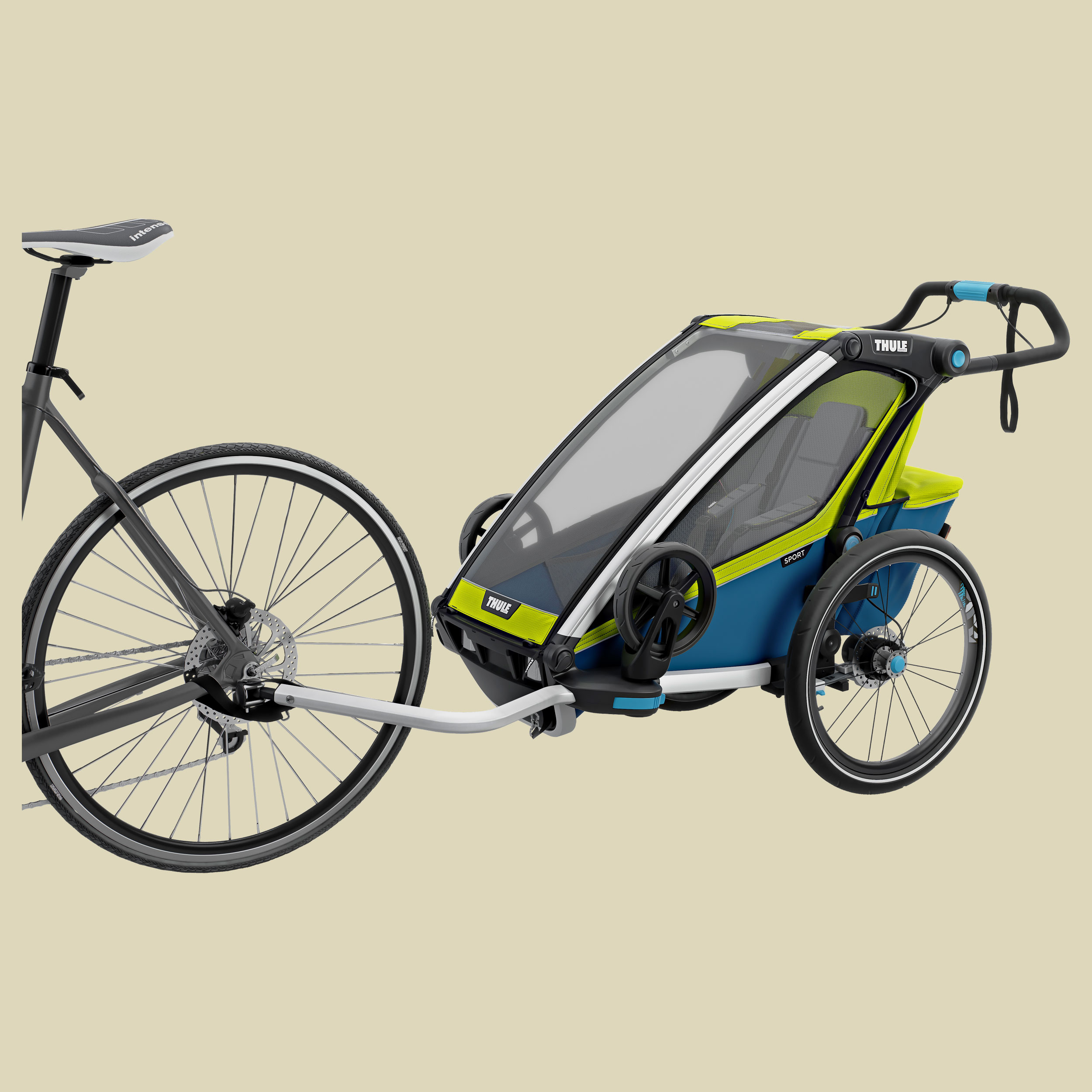 Chariot Sport 1 mit StVZO-Beleuchtung Farbe chartreuse/mykonos