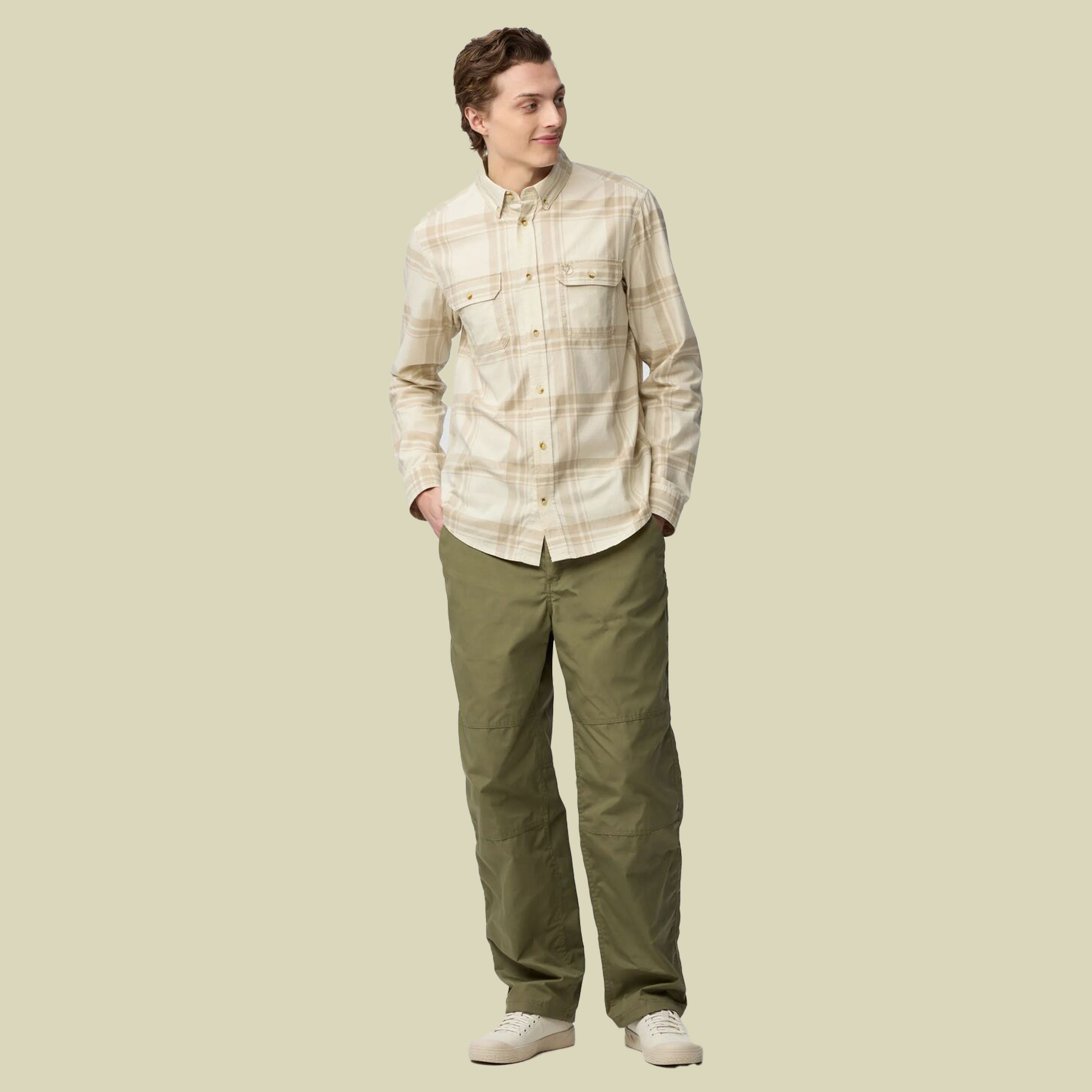 Övik Light Flannel Shirt Men L beige - Farbe chalk white-fossil