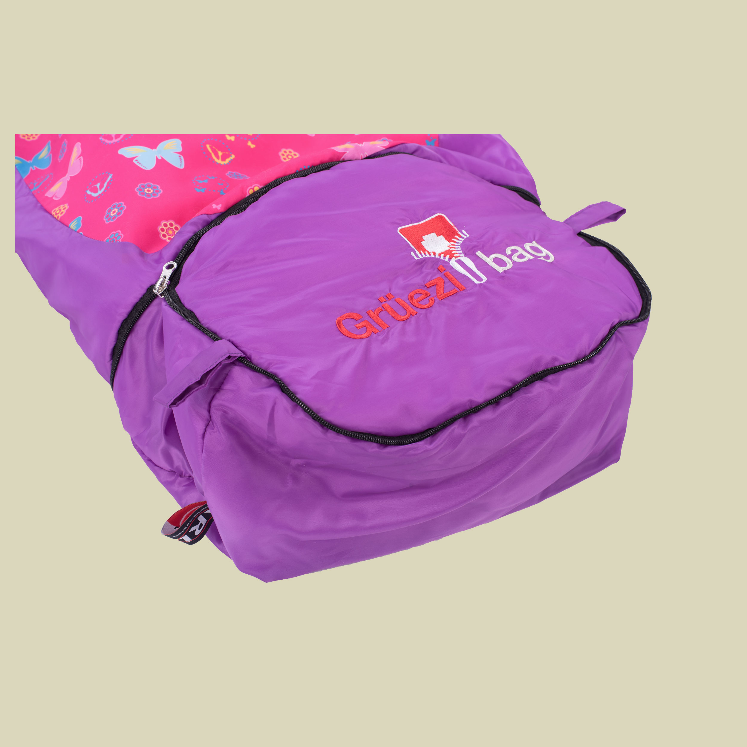 Kids Grow Butterfly bis Körpergröße Schlafsack 155 cm  Farbe violet, Reißverschluss Schlafsack links