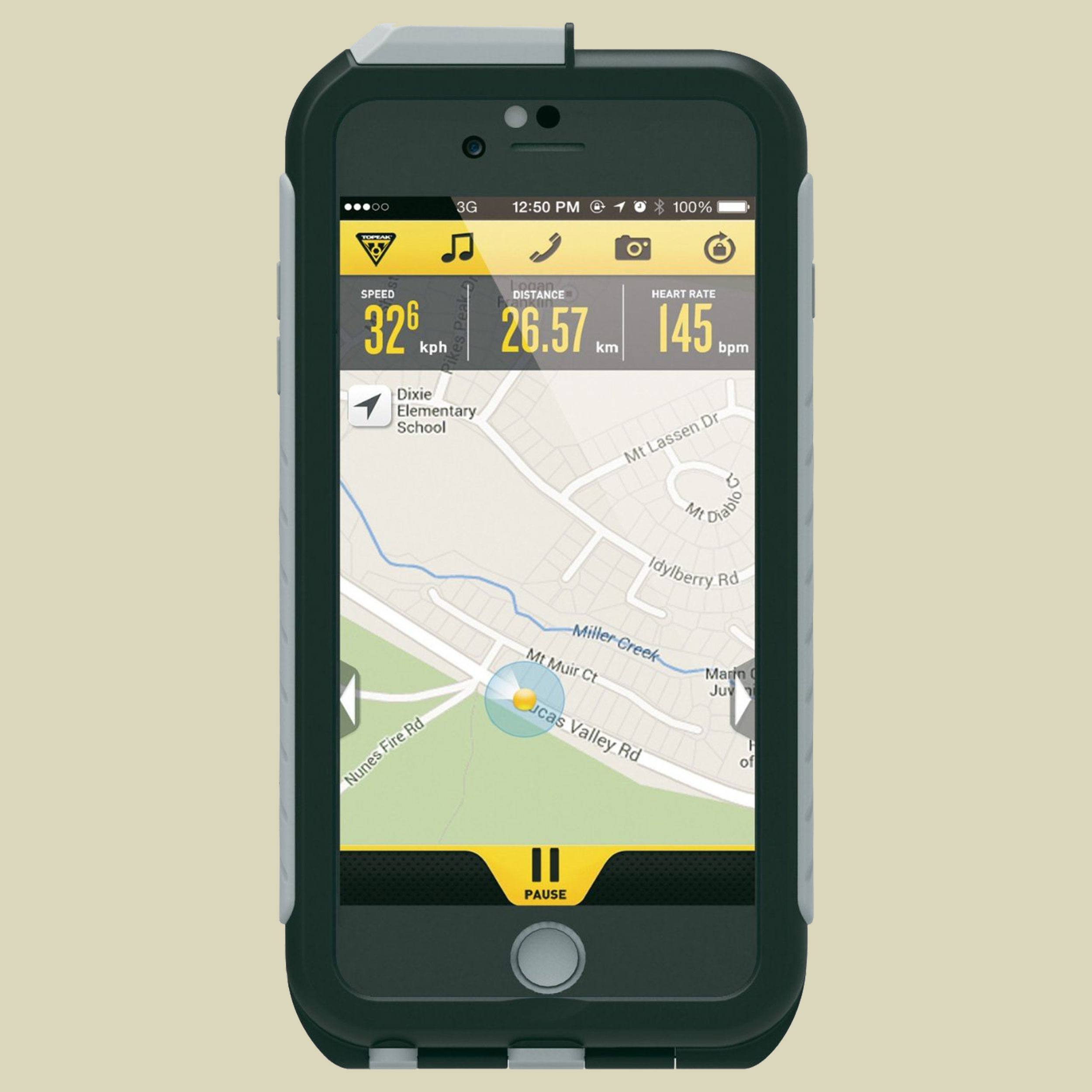 Weatherproof Ridecase für iPhone 6 Plus mit Halterung Farbe gray