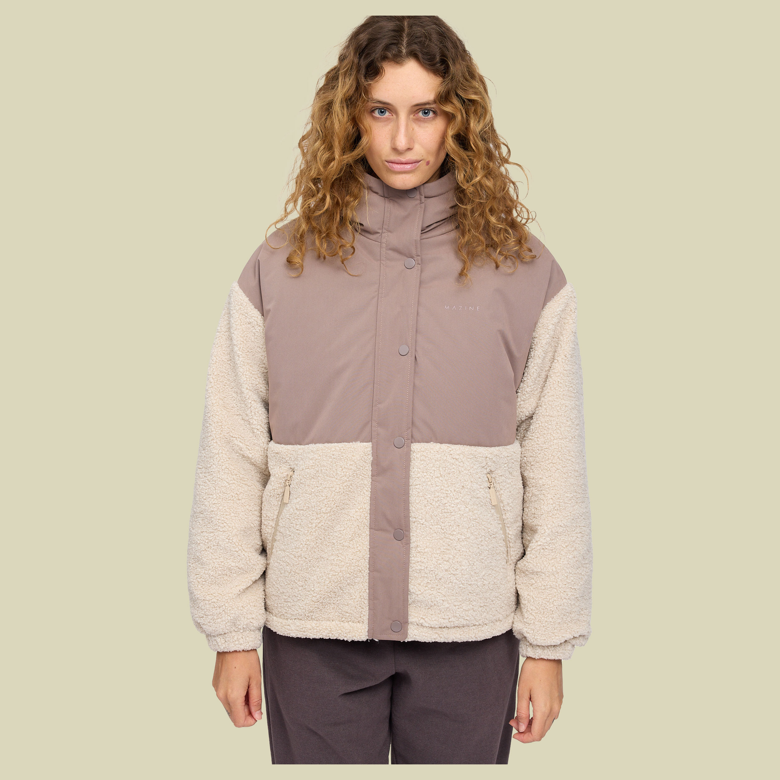 Fabric Blocking Jacket Women S braun - Farbe grey brown/natural