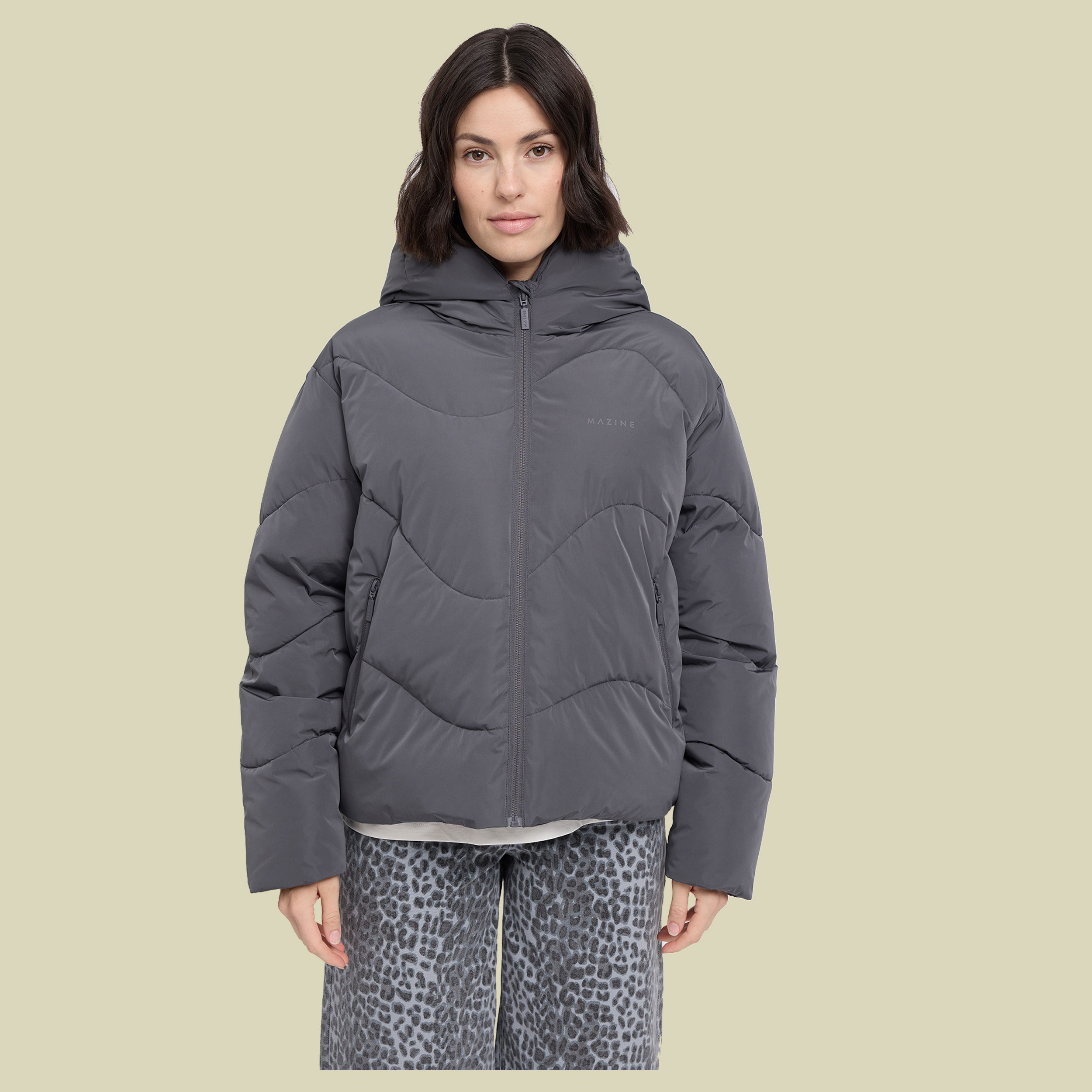 Waves Quilt Short Puffer Jacket Women XS grau - dark grey