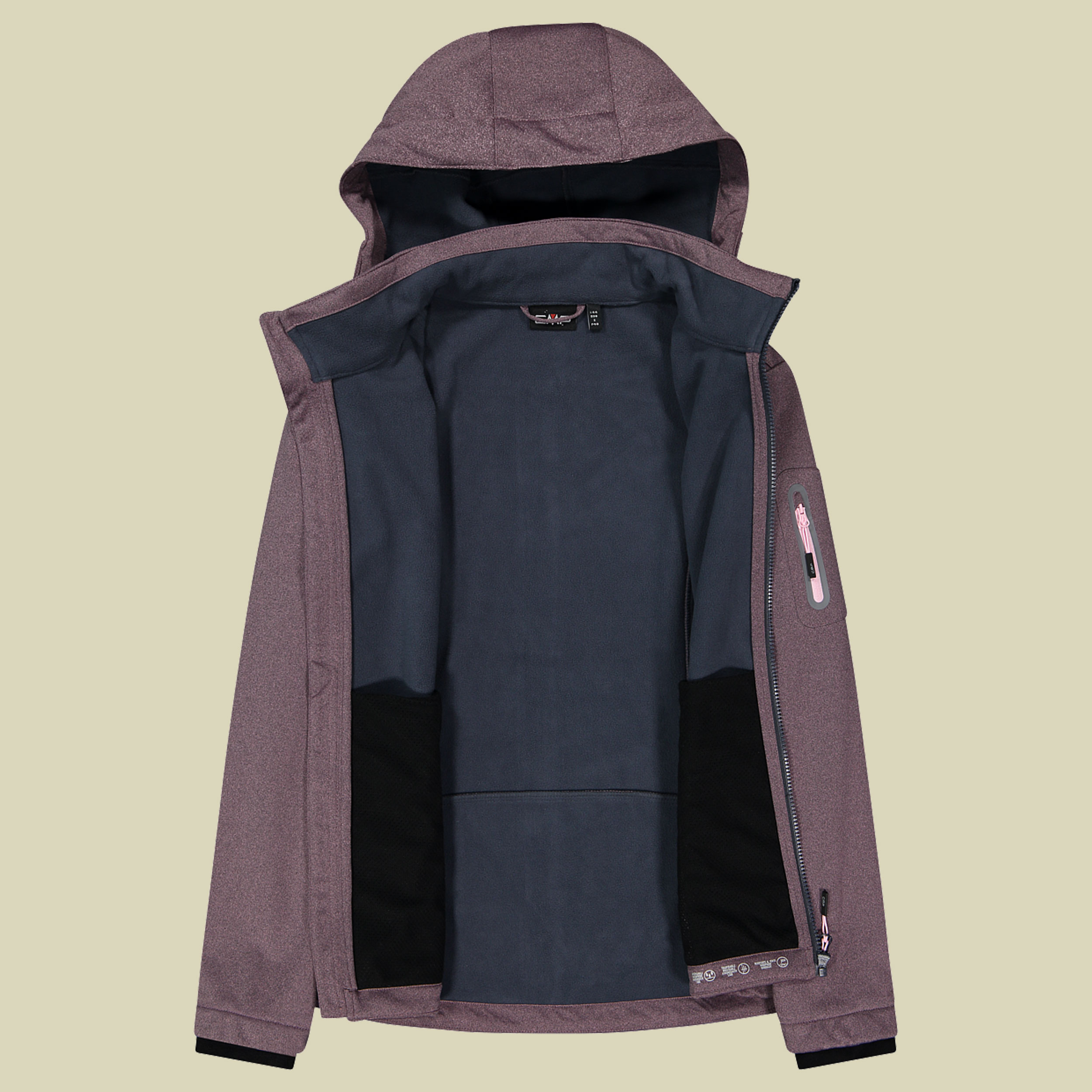 Woman Jacket Zip Hood Melange Softshell 39A5006M pink 48 - Farbe pink melange