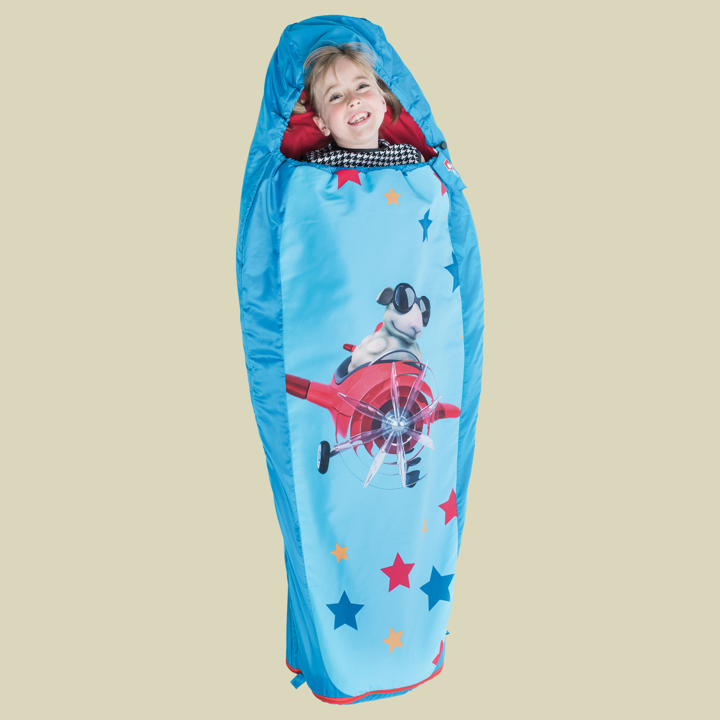 Biopod Wolle Kids Määäh  bis Körpergröße: 155 cm Farbe: blau/rot mit Motiven