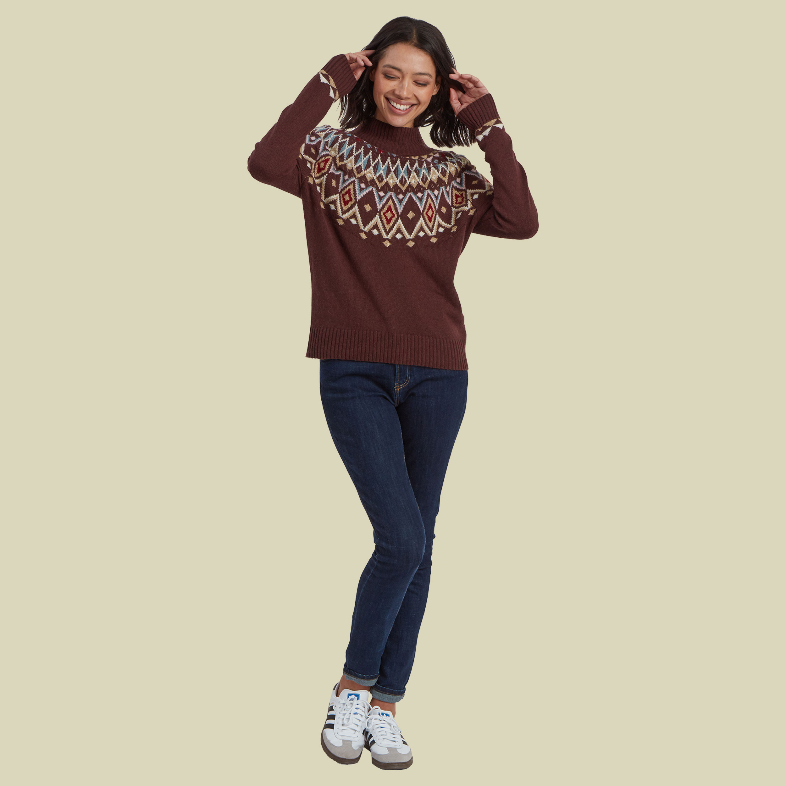 Indu Eco Mock Neck Women rot M - merlot