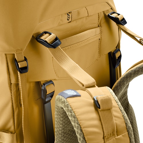 deuter Aircontact Core Trekkingrucksack in der Detailansicht - Farbe ockergelb