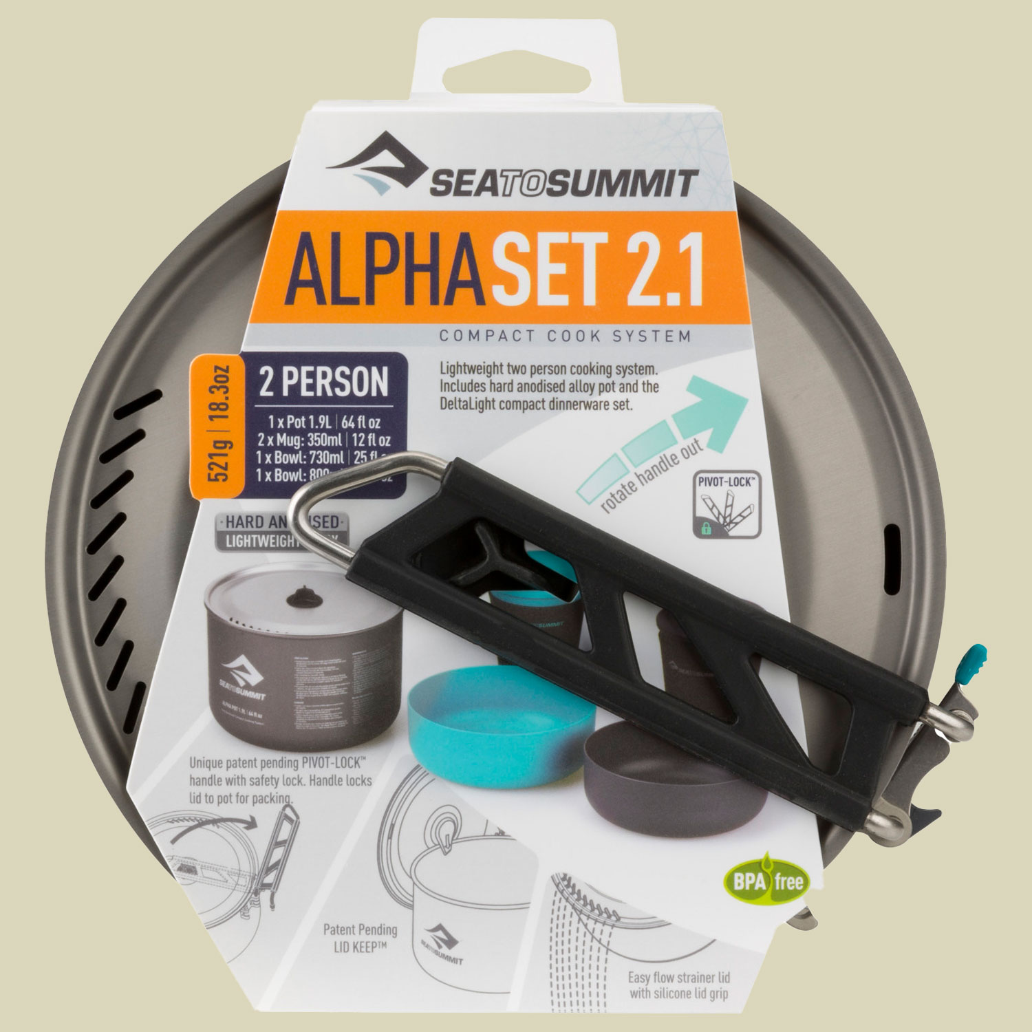 AlphaSet 2.1 Kochset für zwei Personen Farbe: Pacific Blue / Grey