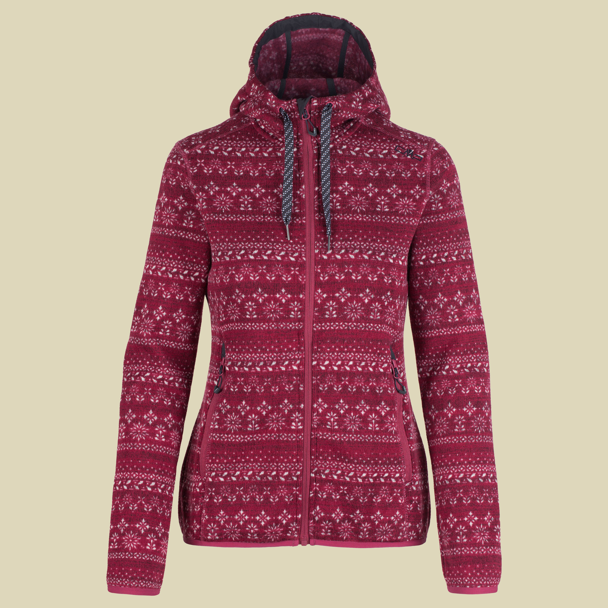 Woman Fix Hood Jacket Printed Knitted 3H20376 Größe 34 Farbe C963 wine