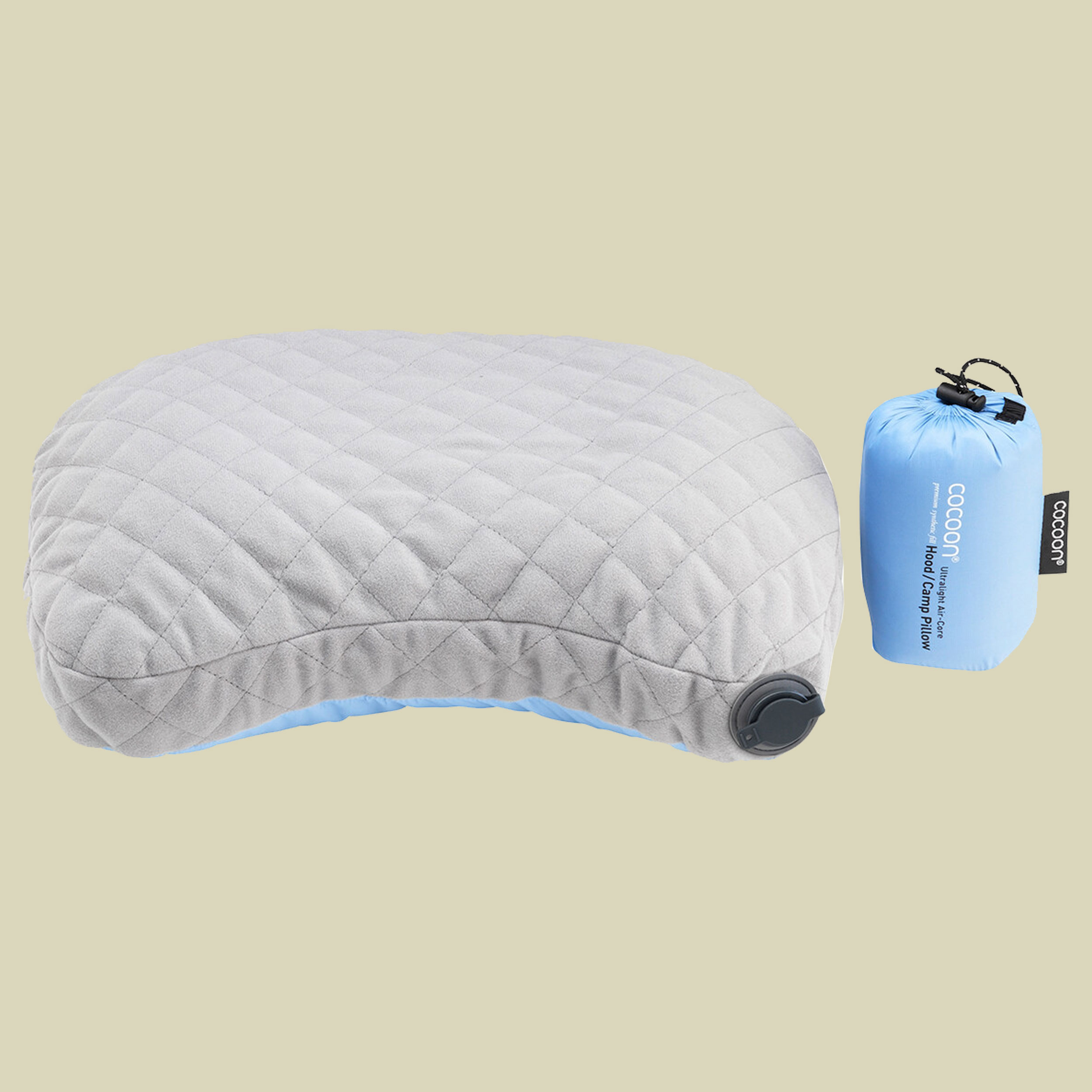 Air-Core Hood / Camp Pillow light blue/grey 28 x 37 cm