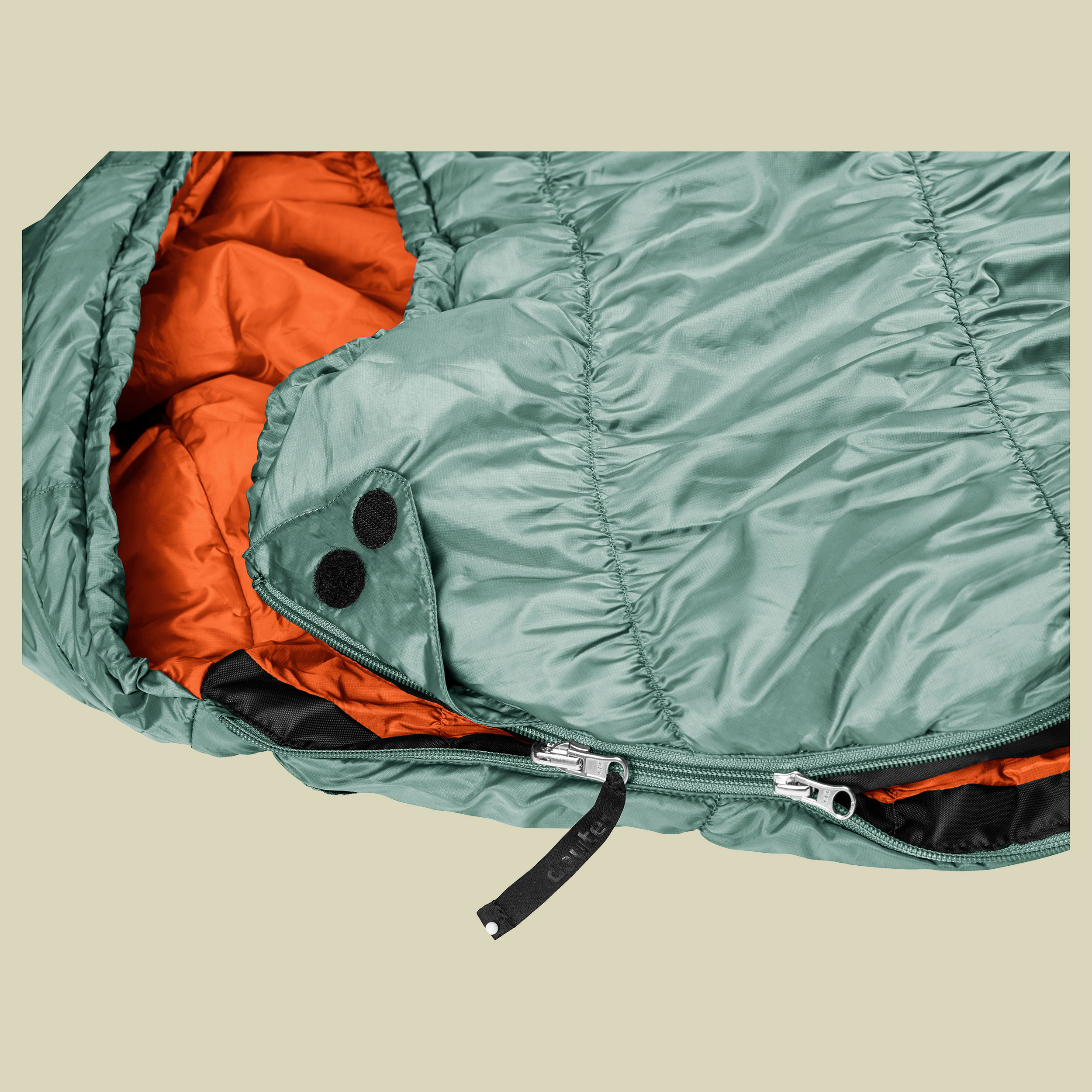 Exosphere +4 Grad 185 cm Farbe sage-paprika, Reißverschluss rechts