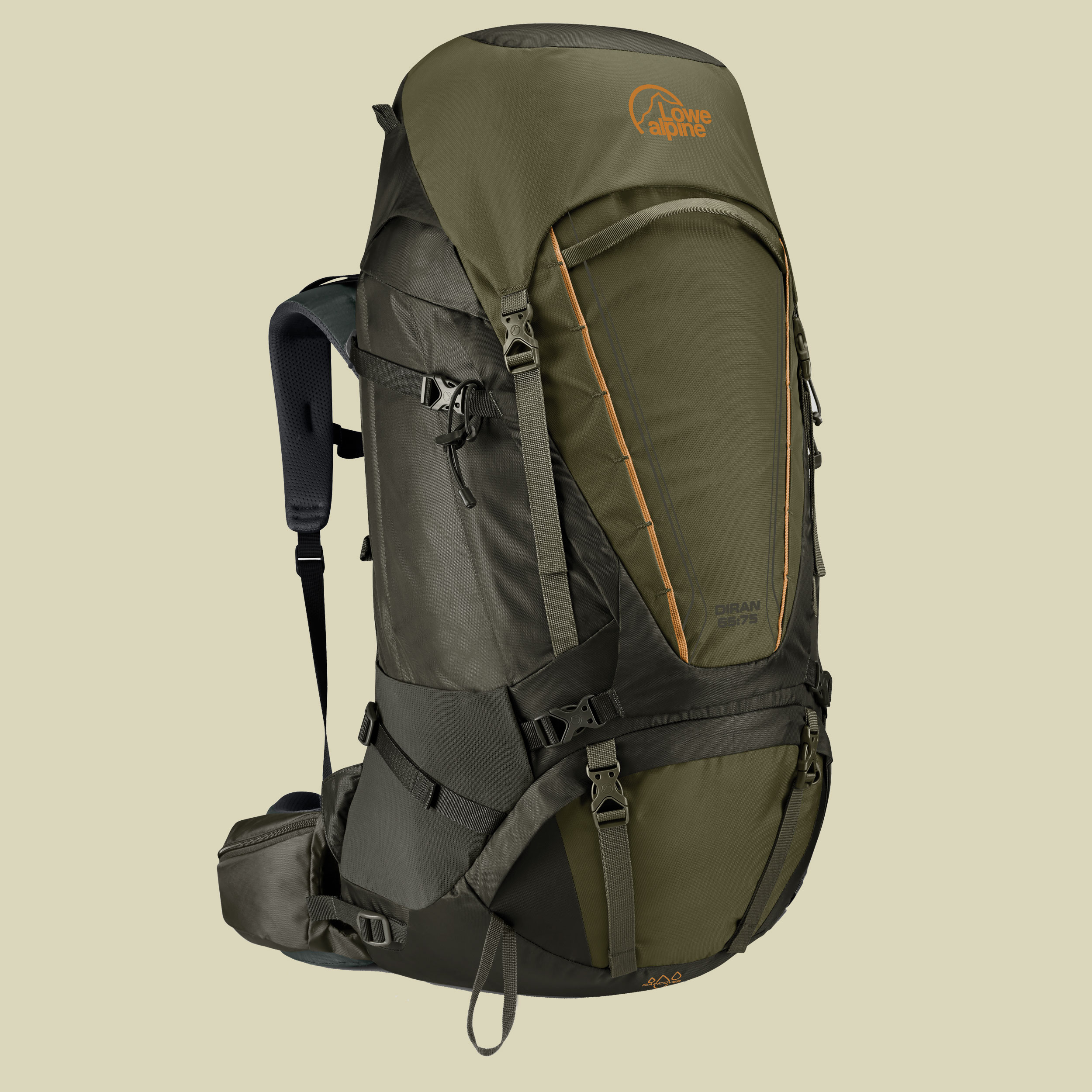 Diran 65:75 Volumen 65 L + 10 L (Rückenlänge L/XL) Farbe moss/dark olive